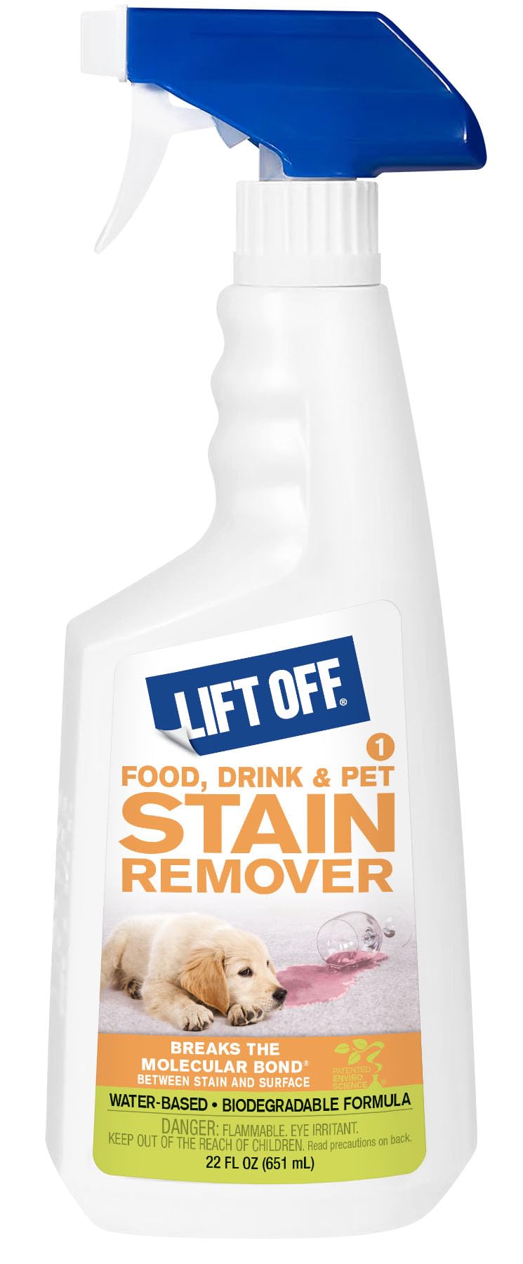 Motsenbocker's Lift Off 40501 Food, Drink, and Pet Stain Remover Spray Eliminates Tough Stains from Multiple Surfaces, Excellent as a Pre-Wash Laundry Treatment, Water-Based, 22 Fl Oz, Pack of 1