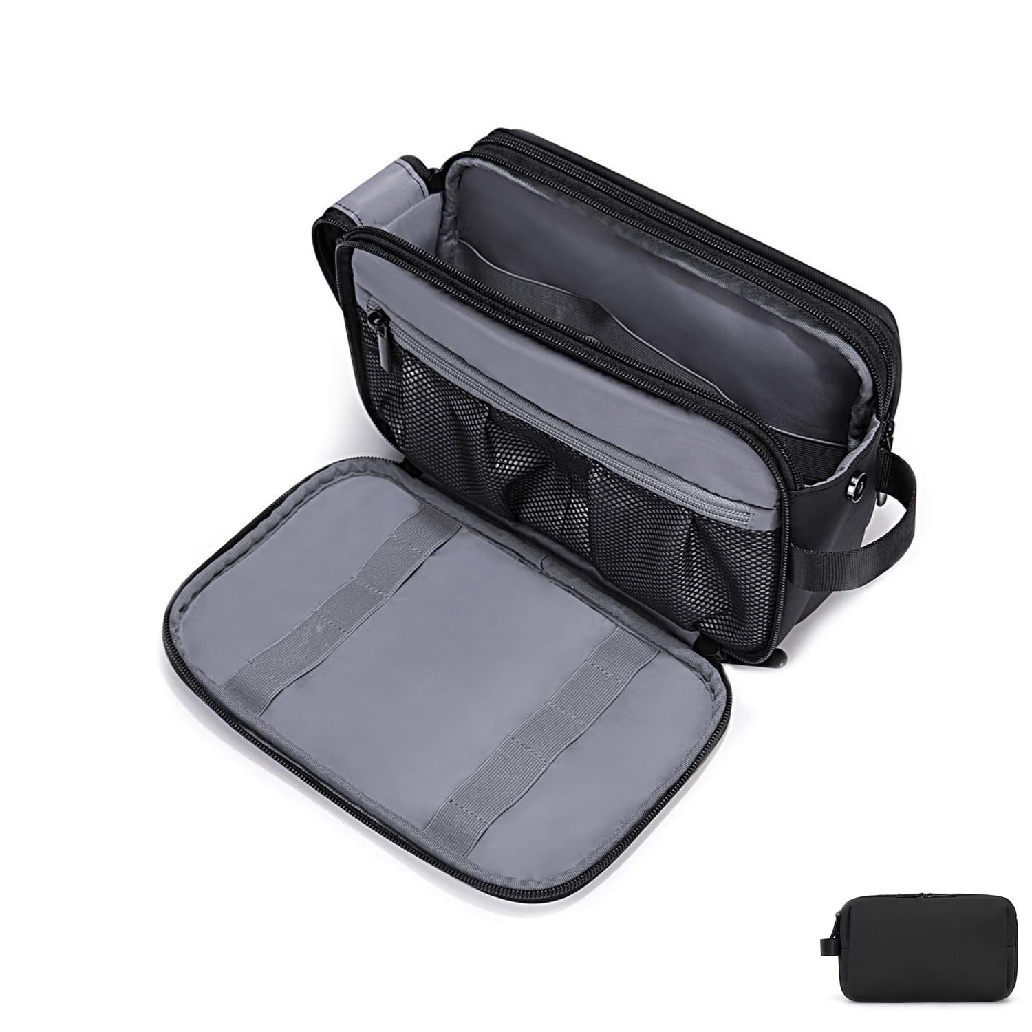 Toiletry Bag for Men, Travel Toiletry Organizer with Dopp Kit, Water-resistant Large Shaving Bag Organizer, for Toiletries Accessories (Black)