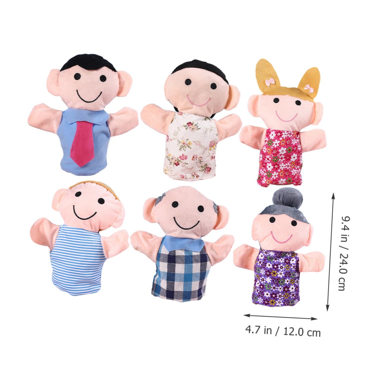 ERINGOGO Marionnettes à Main en Peluche Ultra Douce et Coton PP pour Garçon et Filles Lot de 6 Confortable à Porter, pour Jeu de Rôle en Extérieur