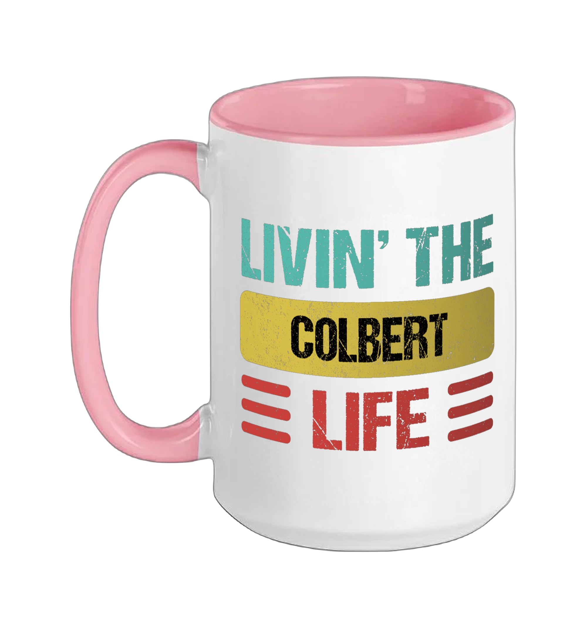 Colbert Name Ceramic Mug, Pink/White, 15oz
