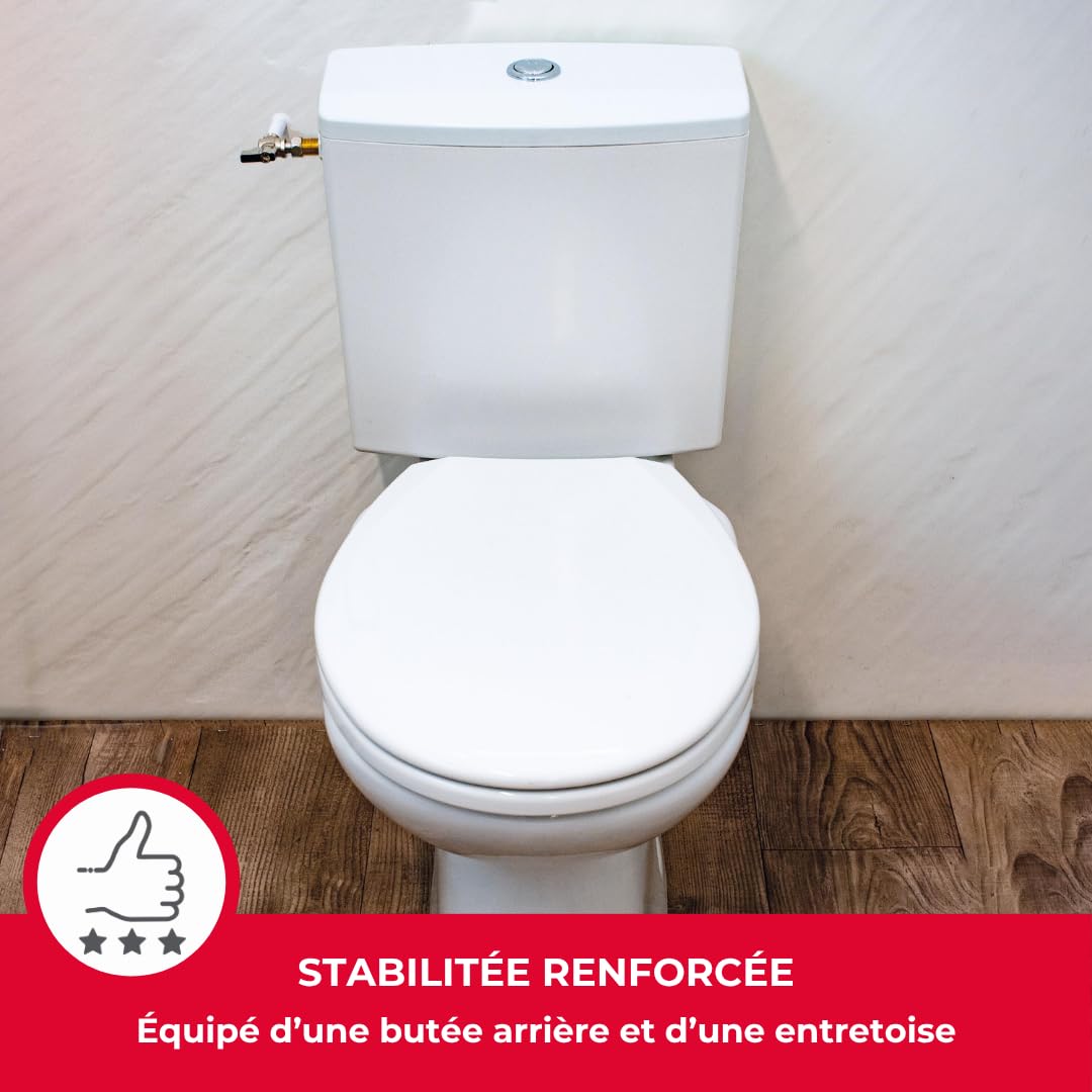 Wirquin 50717359 Réservoir d'eau pour wc Reviso bas en plastique avec kit de chasse d'eau complet économie d'eau, blanc | Plastique, Blanc, Kit complet, Chasse d'eau double chasse