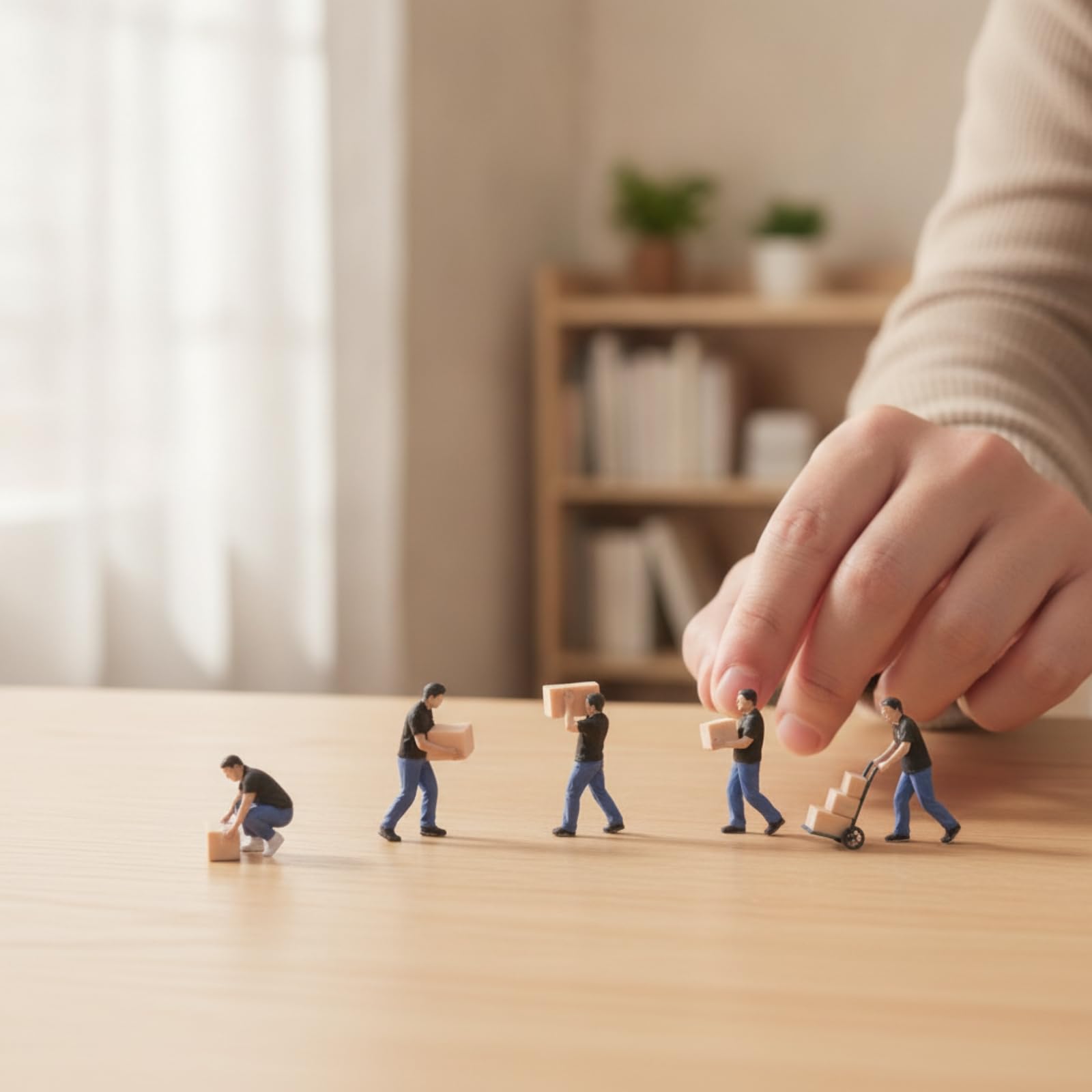 Milageto Miniatura Repartidor Figuras Trabajador Escala 1/64 de Resina con Pintura Realista y Acciones de Carga para Ambientes de Envío Adecuado para Patios de
