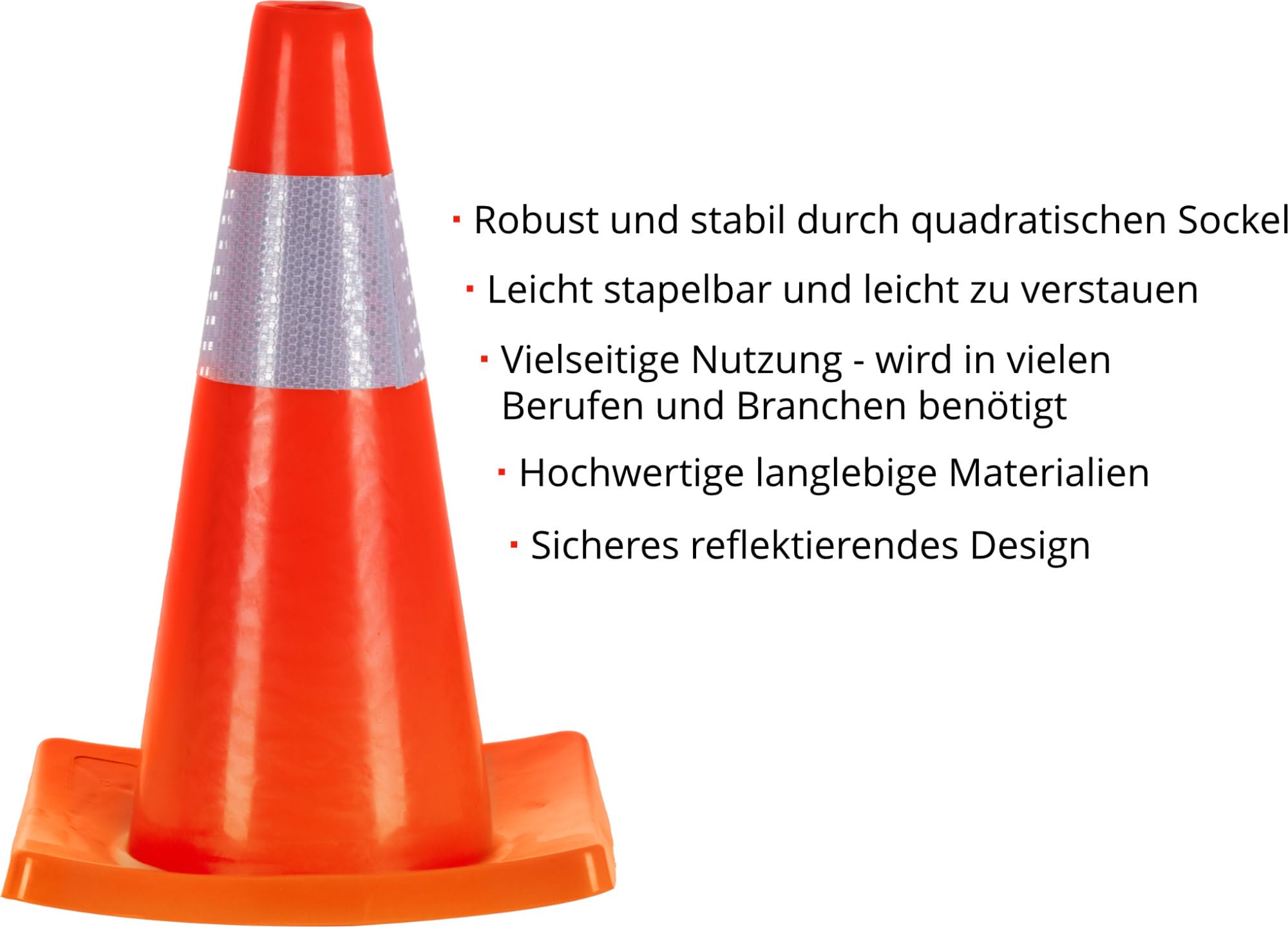 Stagecaptain LK-450 Conos Señalizadores de Plástico 45 cm Naranja Apilables Reflectantes