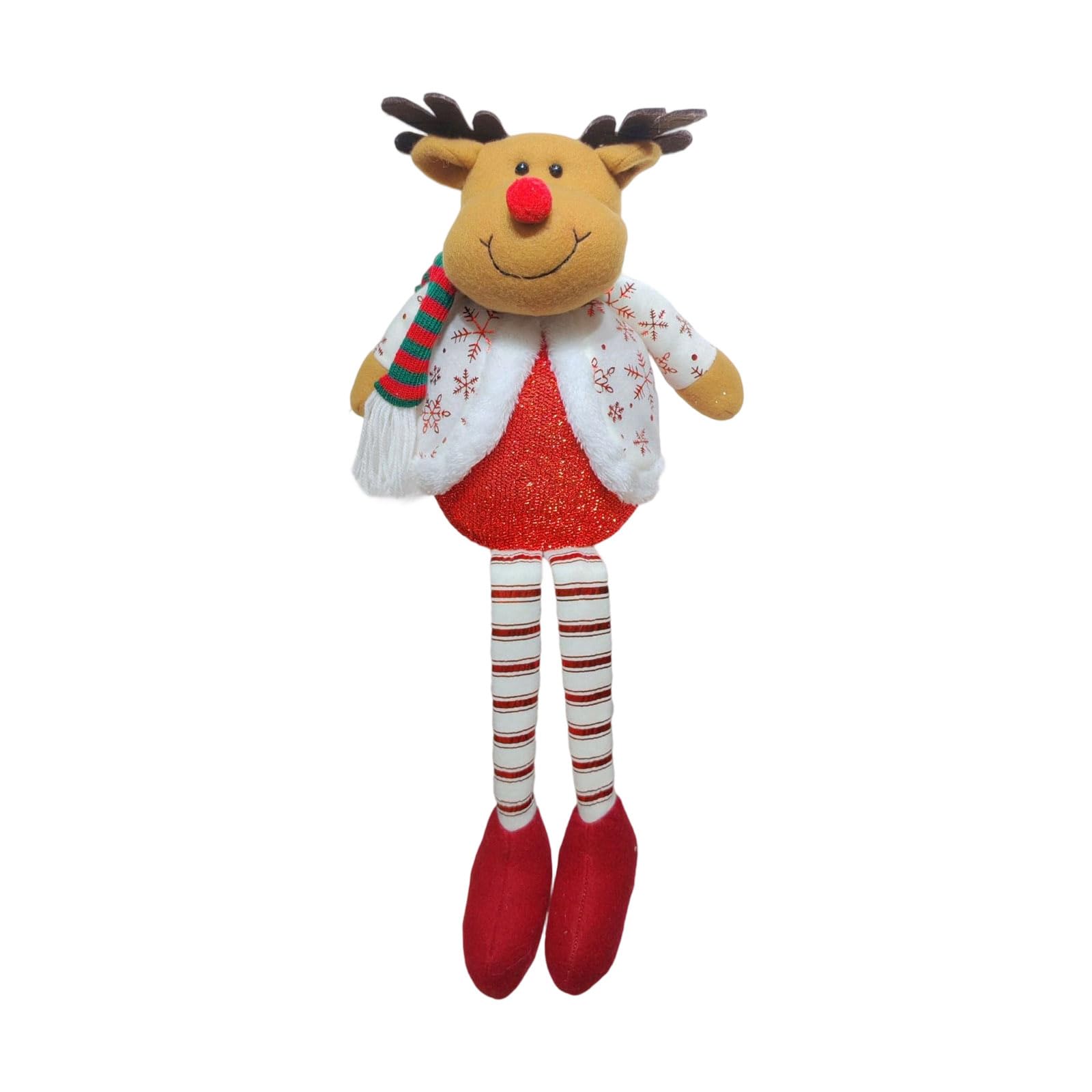 Buxuaaaa C Doll Hristmas Decoration Sitting Santa Reindeer Snowman Plush Figures Tabletop Ornament For Mantels Desk Display Holiday Party Decorations Plush Animals