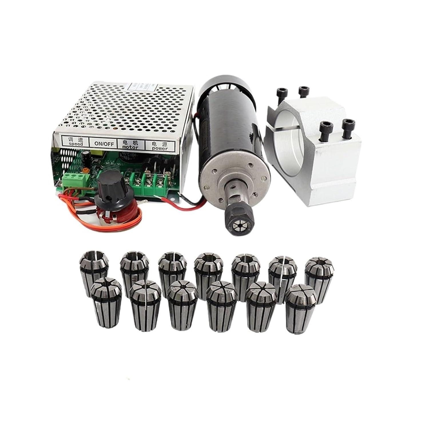 Air Cooled 0.5KW Milling Machine Motor + Spindle Converter + Clamp ER11 500W Power Supply Speed Governor for DIY 4.9