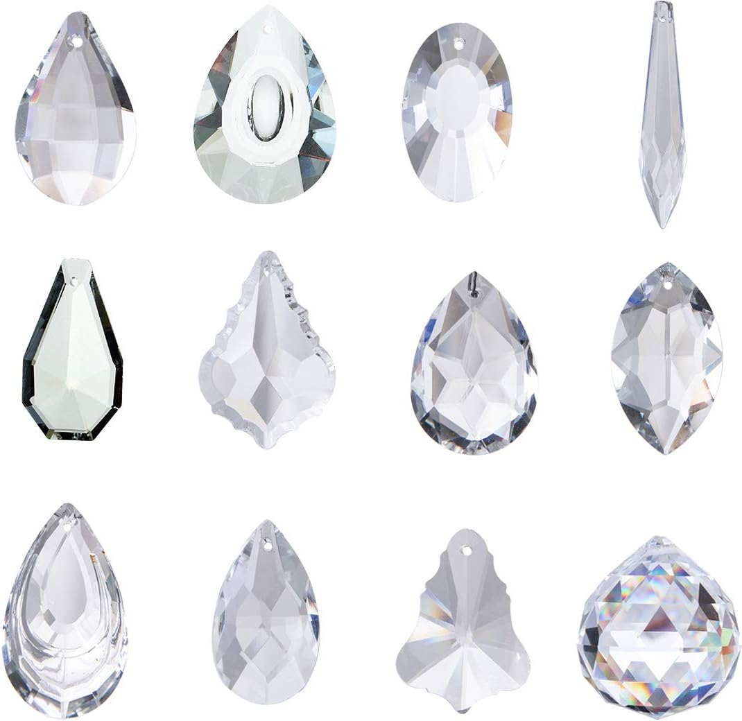 Pack of 24 Clear Crystal Suncatcher Chandelier Lamp Lighting Drops Pendants,Hanging Glass Ball Prisms Window Home Decor
