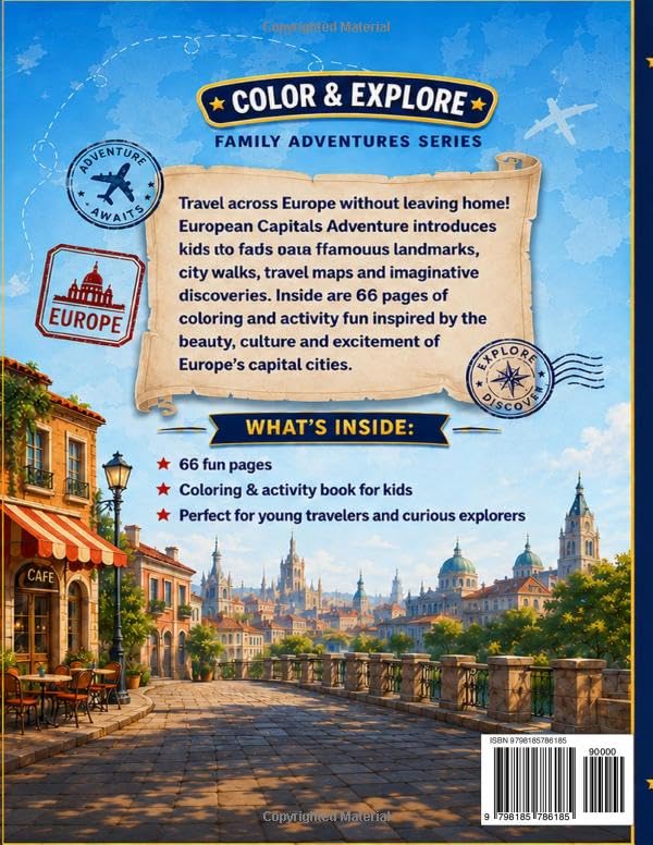 European Capitals Adventure: Famous landmarks, city walks, maps and creative travel activities (Color & Explore Family Adventures Series) image 3