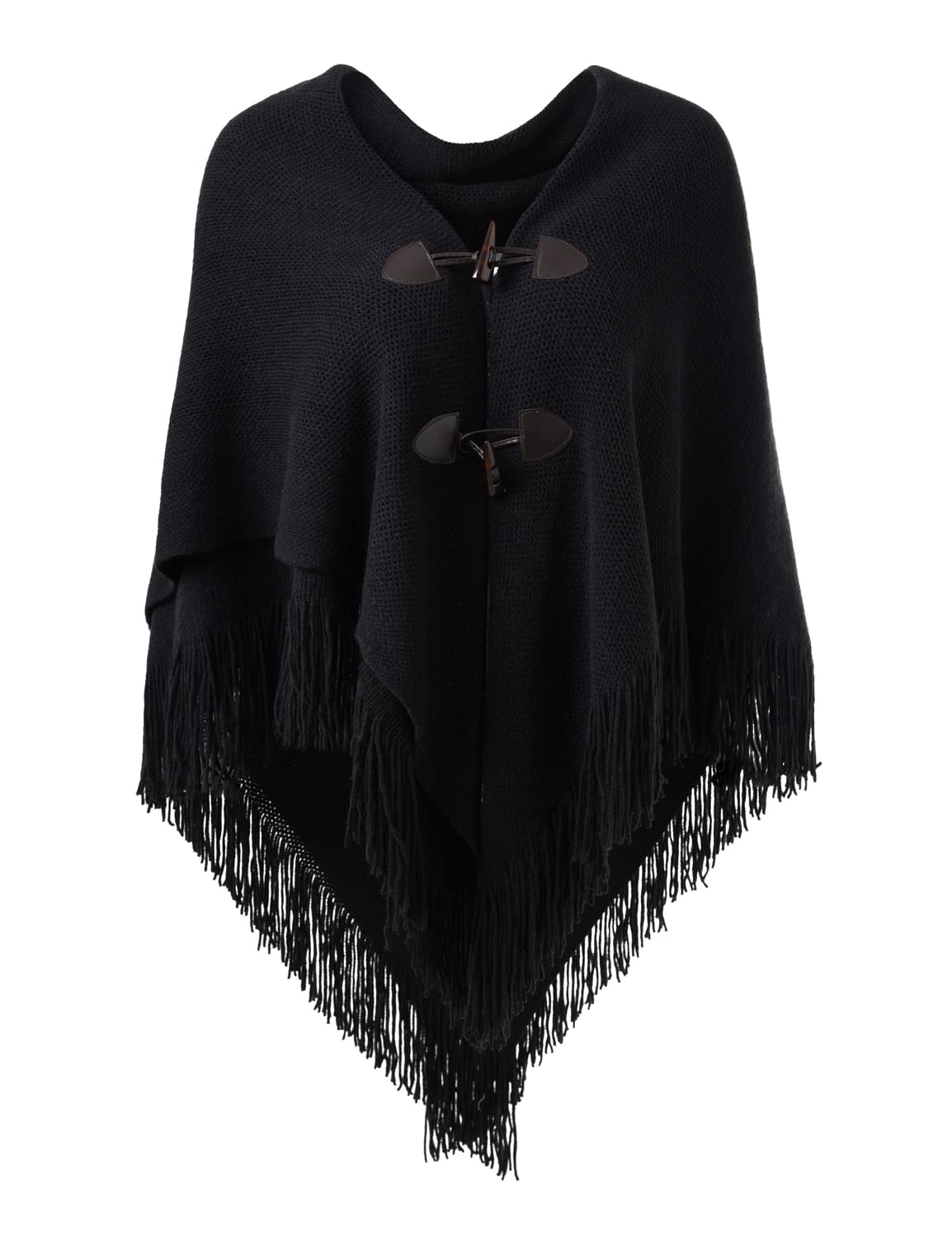 Ferand Poncho de Frente Abierto para Mujer, Chal Holgado con Flecos para Otoño Invierno