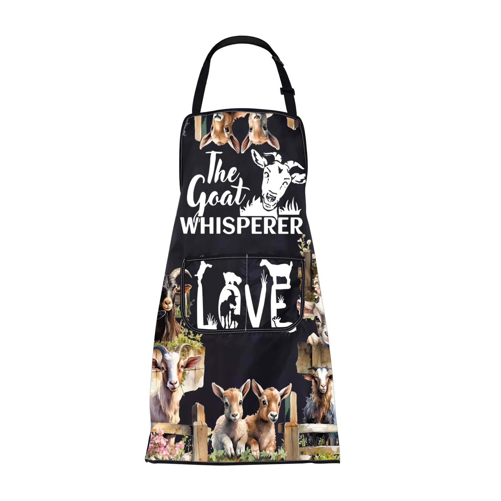 ENSIANTHGoat Apron Goat Cooking Apron with Pocket Funny Goat Kitchen Gardening Apron the Goat Whisperer Goat Lovers Farmer Gift
