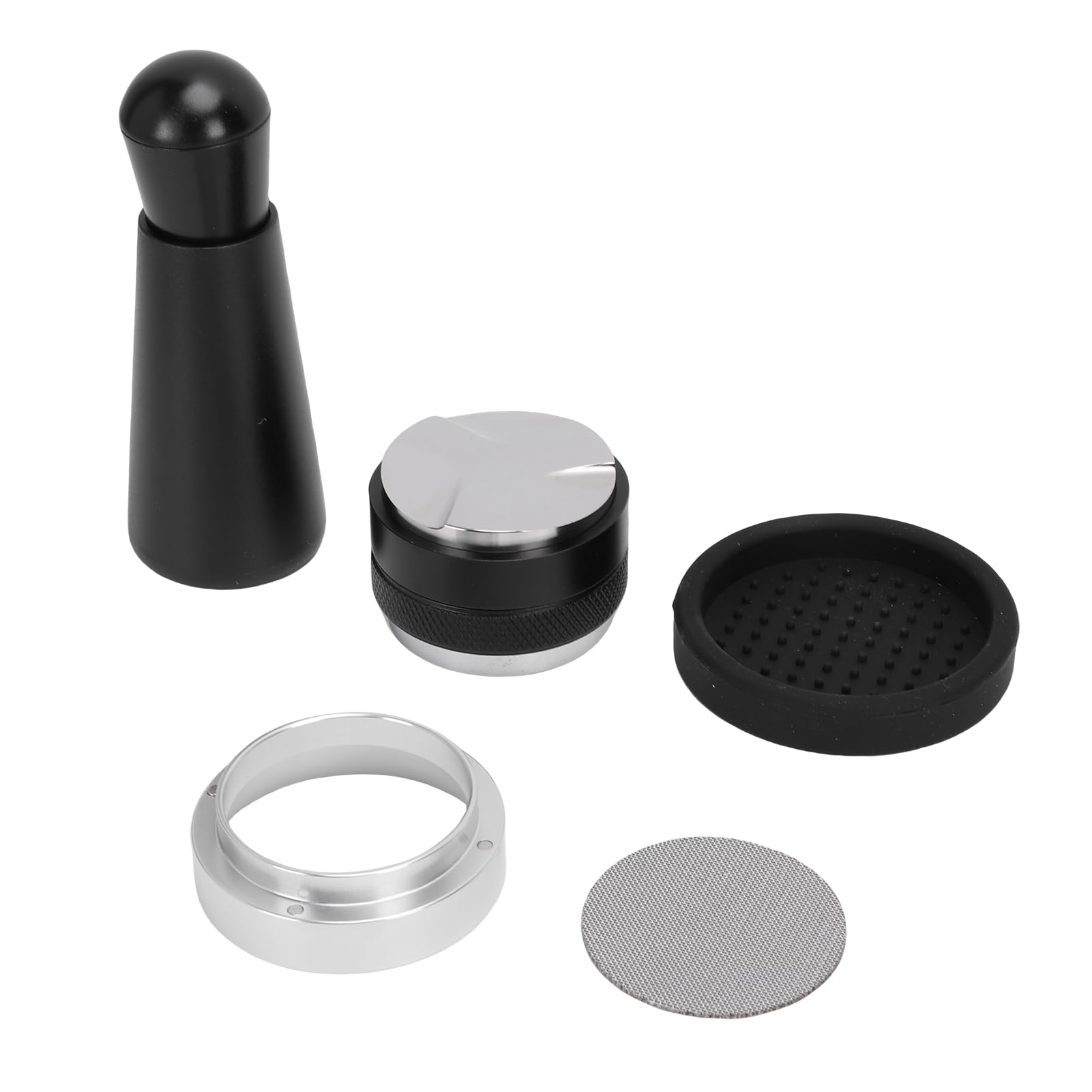 Generic Juego de Compactador de café, Base de Silicona Resistente, Anillos Dosificadores de Polvo para Herramientas de Barista, Práctico Soporte para Máquina de café, 5 Accesorios para (58MM)