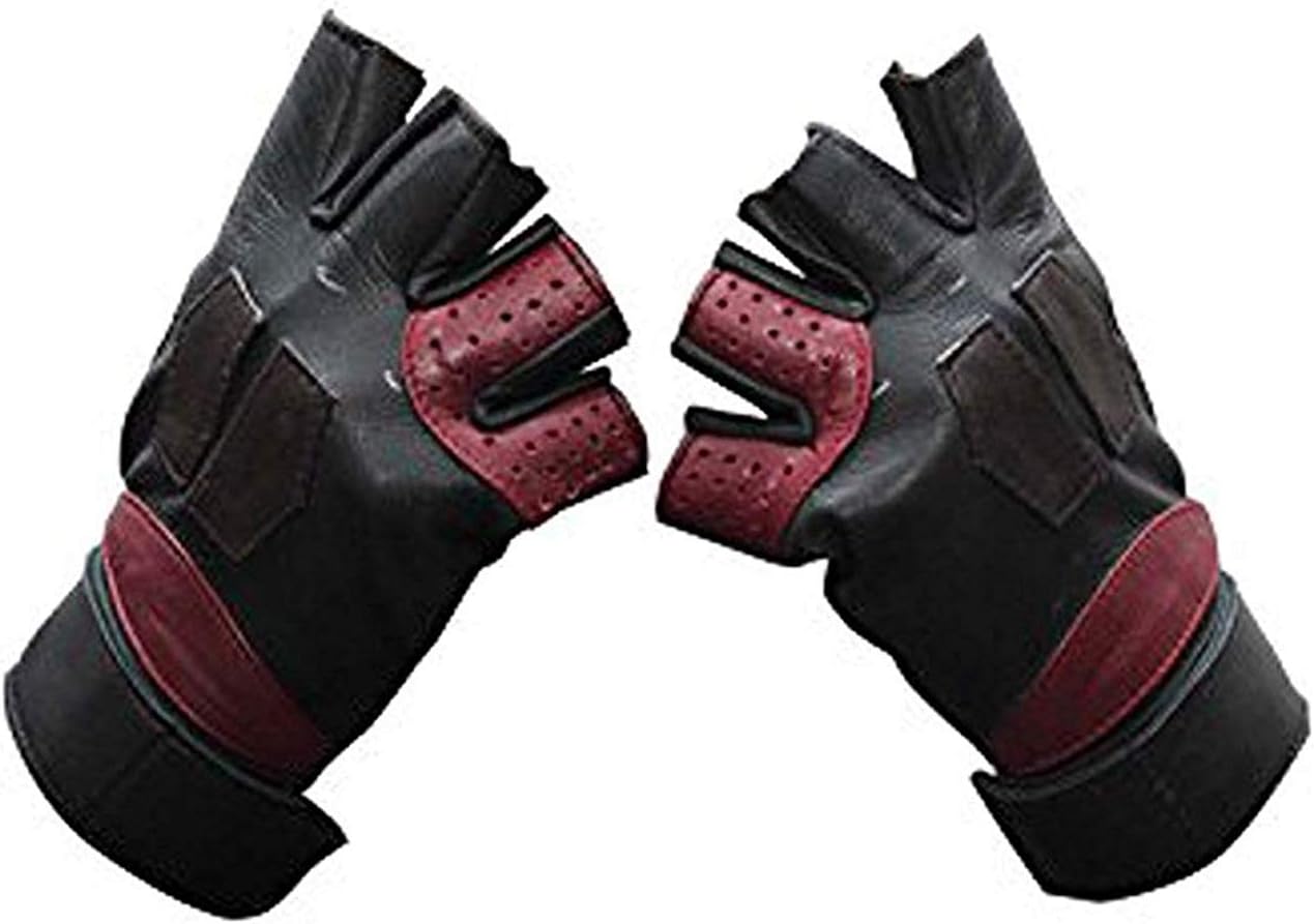 Prime-Fashion Mens Distressed Maroon Star Protector King Faux Leather Galaxy Adult Costume Jacket