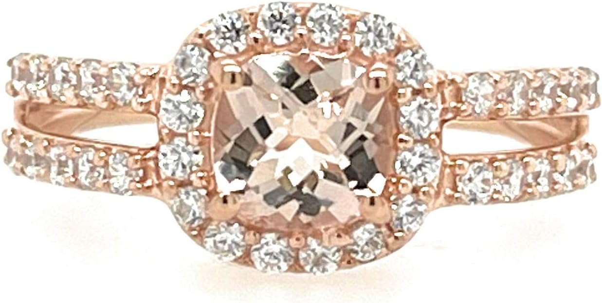 Natural 1.25ct Peach Morganite 14k Rose Gold Over Sterling Silver Engagement Ring Size 5, 6, 7, 8, 9 - Image 5