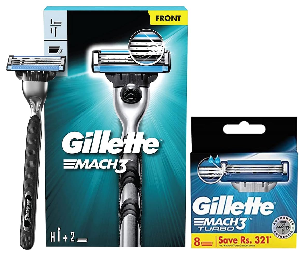 Gillette Mach 3 Turbo Manual Shaving Razor Blades - 8s Pack (Cartridge) & GILLETTE Mach 3 Shaving Razor (Handle + 2 Cartridge) (B0CDDF1PVG) Amazon Price History, Amazon Price Tracker