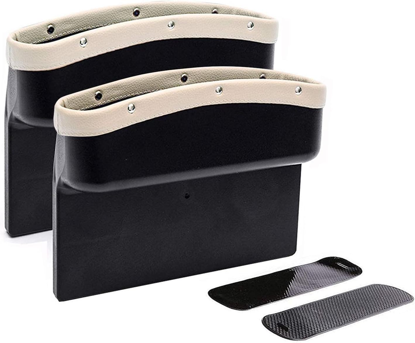 KONGDYCar Seat Pockets 2 Pack PU Leather Car Seat Gap Filler Console Side Organizer Storage Box for Car Interior Accessories Cellphone Wallet with Non-Slip Mat