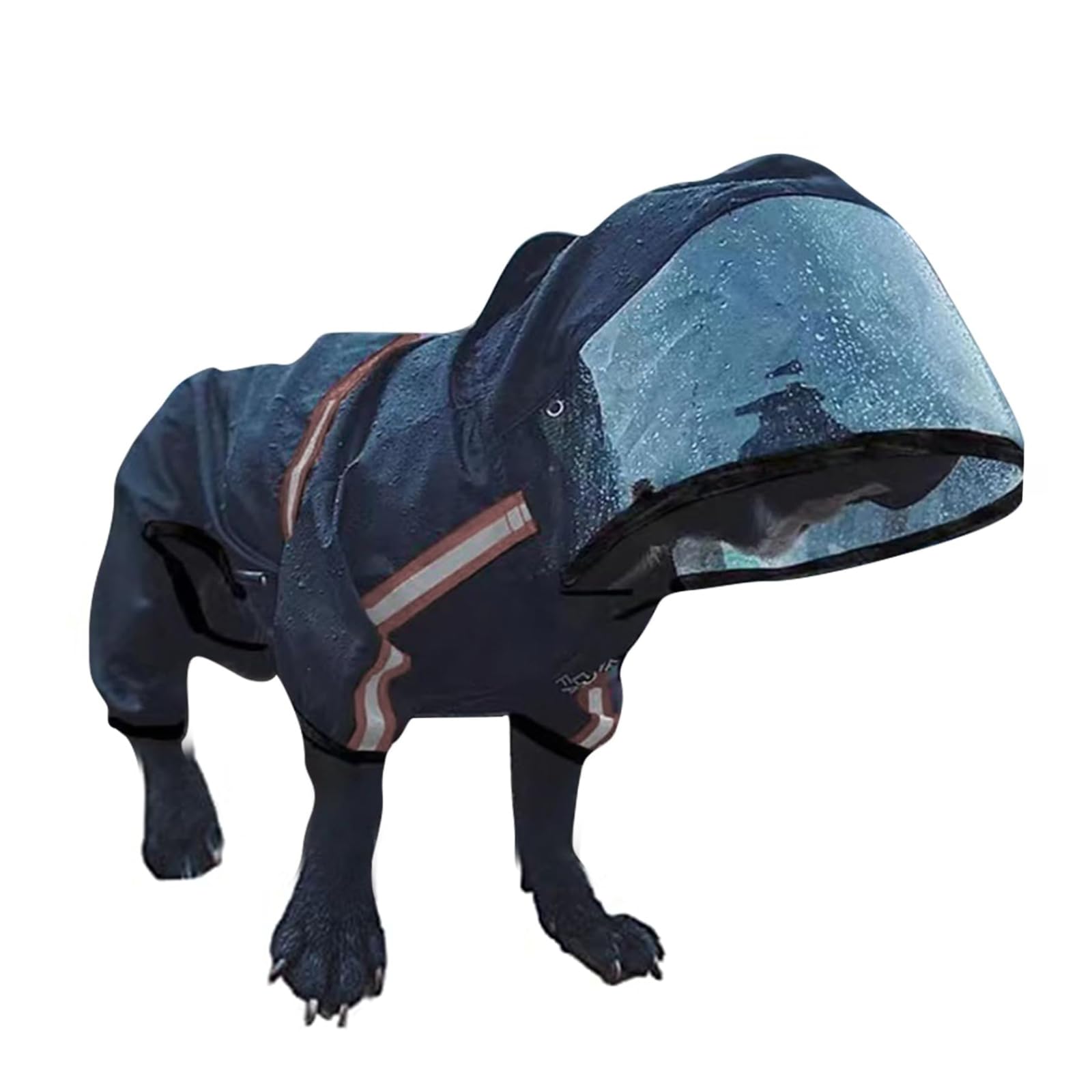 PETCUTE Regenmantel, Wasserdichter Regenmantel mit Kapuze, wasserdichte Regenjacke mit Reflektierendem Streifen, Ultraleichte Regen Kleidung für Kleine Mittelgroße Hunde