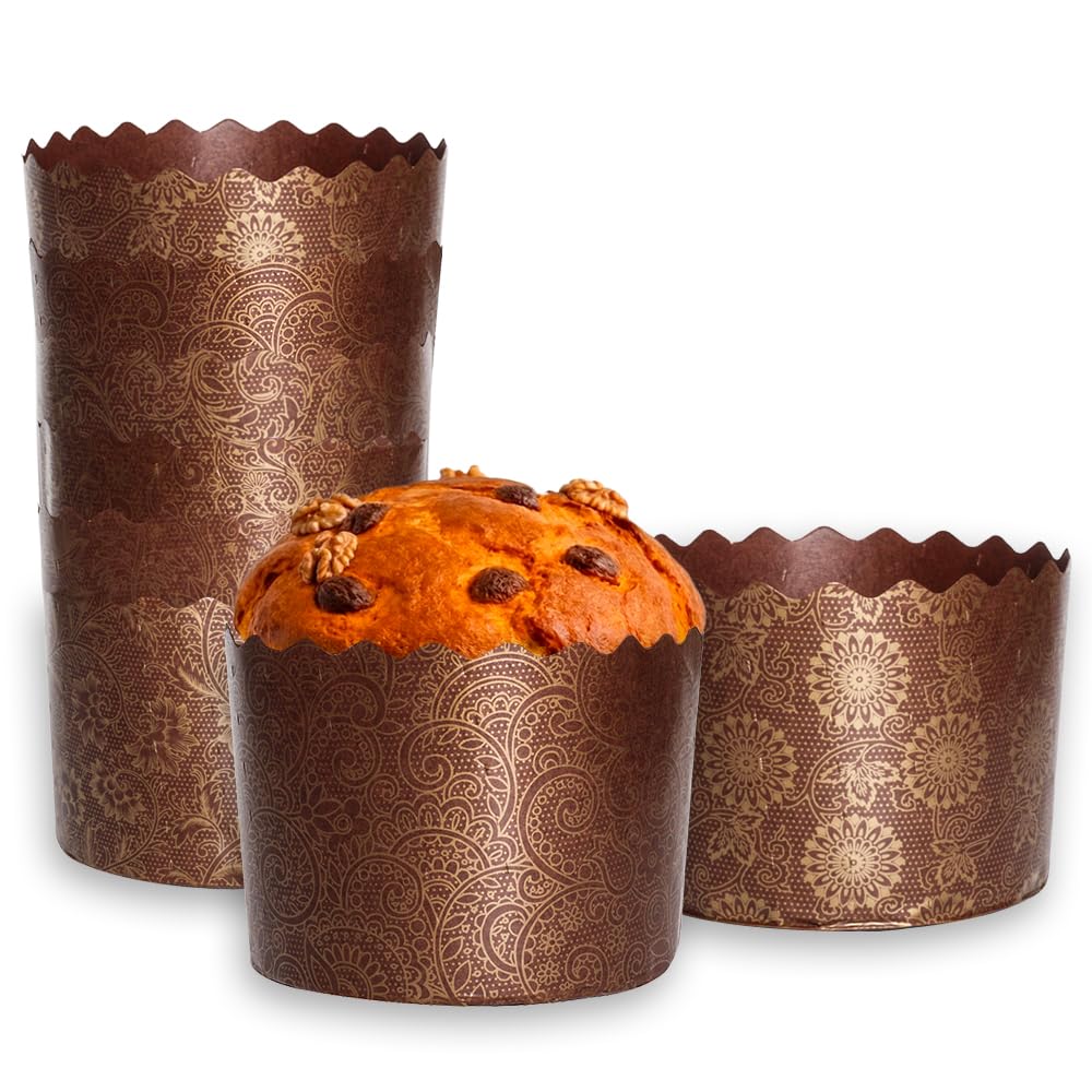 Photo 1 of 12 oz Panettone Paper Mold | 12 Pack | Easter Bread Paper Molds Paska Mold Kulich - Easter Bread Forms - Non Stick Panettone Baking Cups