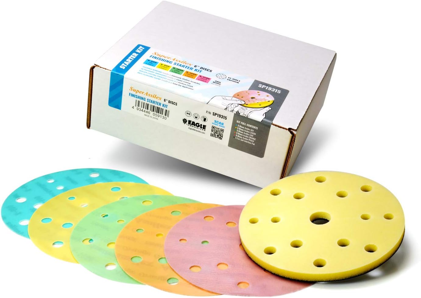 Super Assilex Flexible Sanding Disc Starter Kit, 15 Holes, SP19315