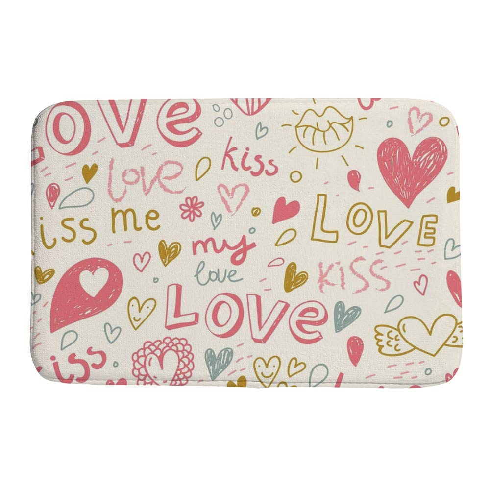 Tapis de bain antidérapant Amour en velours de corail absorbant 60x90