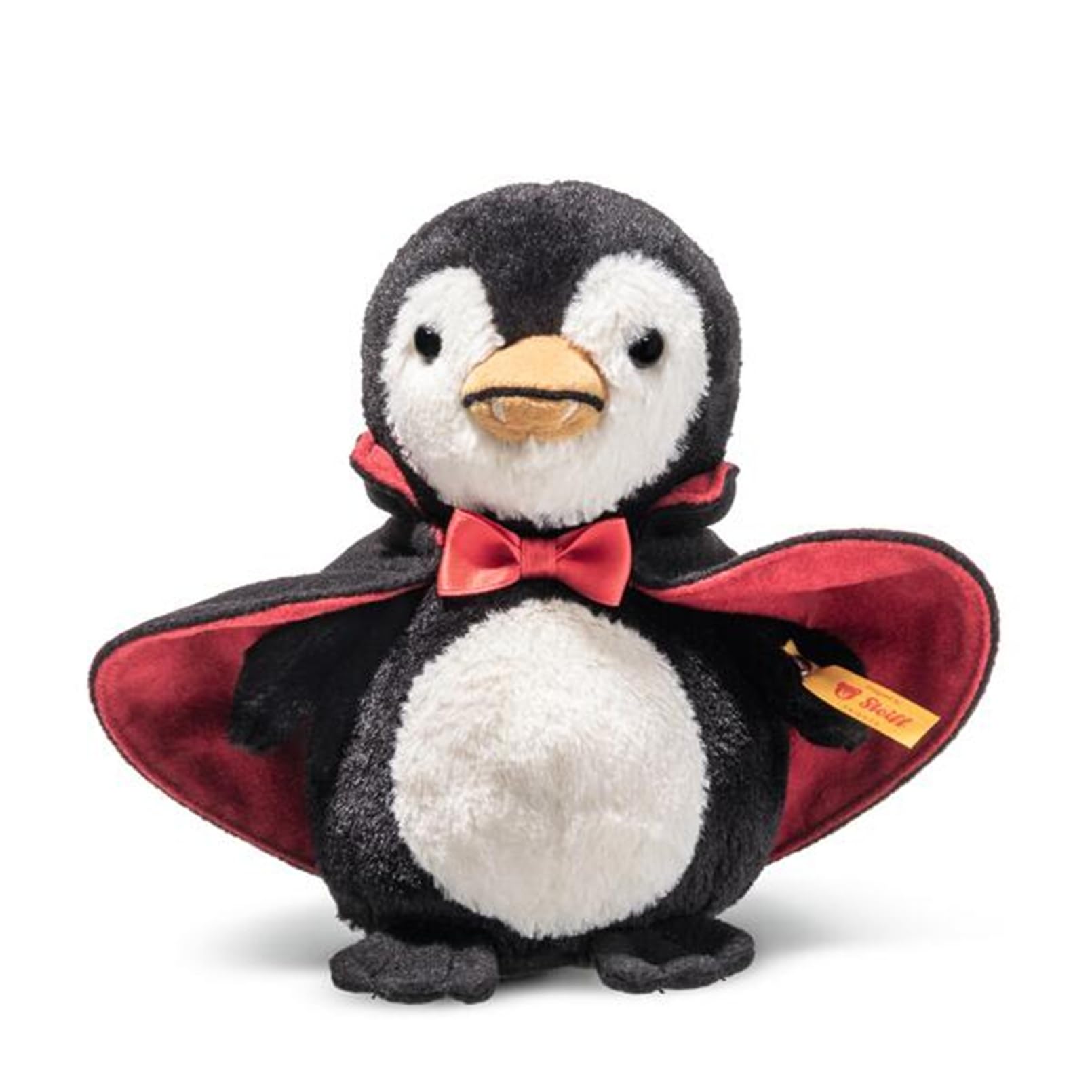 Steiff Cuddly Toy Nibble the Vampire Penguin, Cute Stuffed Toy, Kids, Boys & Girls, Friends, Soft Toy 15 cm, Multicolour, 057199