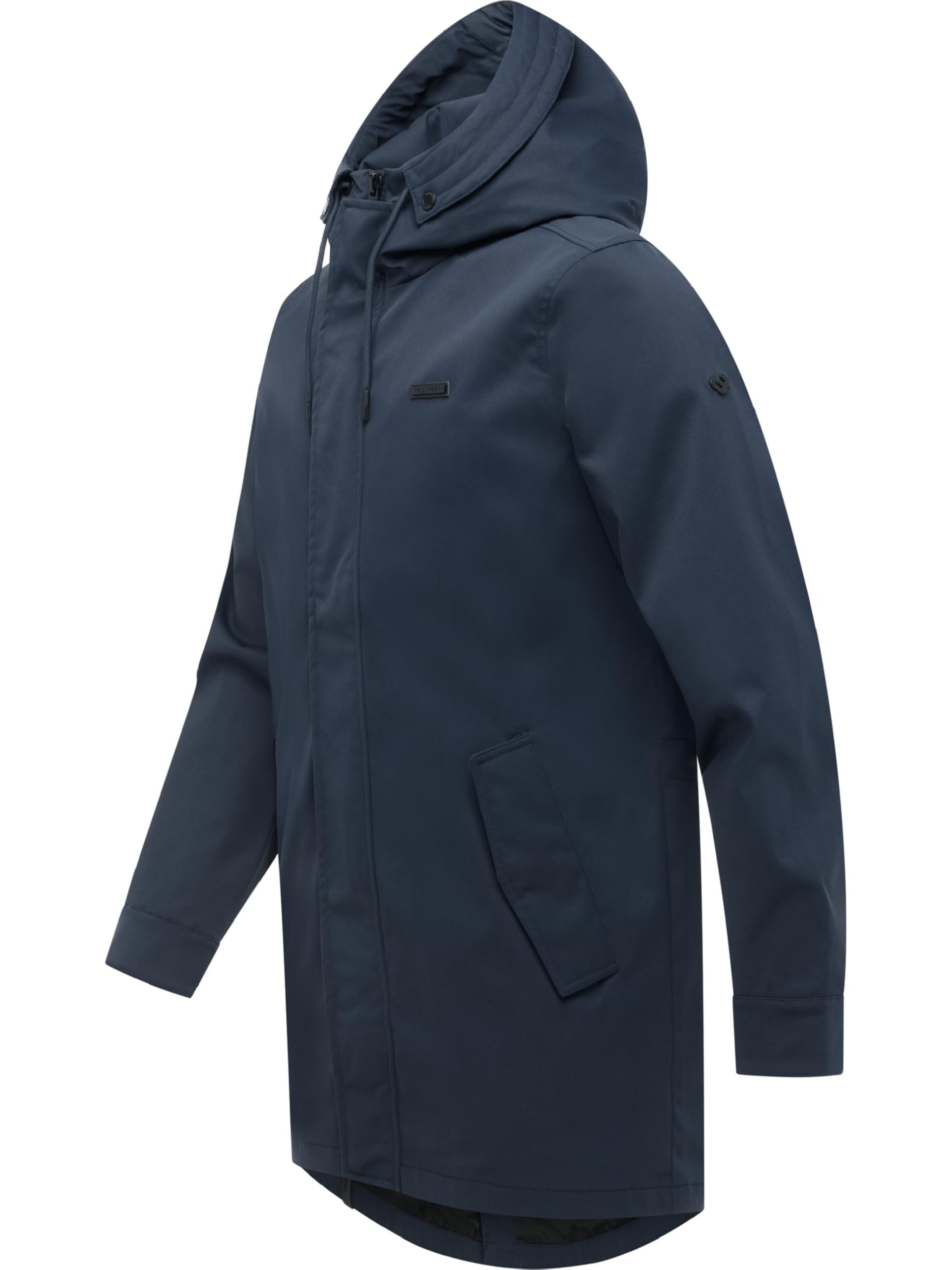 Ragwear Herren lange wasserdichte und atmungsaktive Übergangsjacke Mantel mit Taillenzugband, Gehschlitz und verstellbarer Kapuze Mr Smithem Twill YOUMODO S-6XL