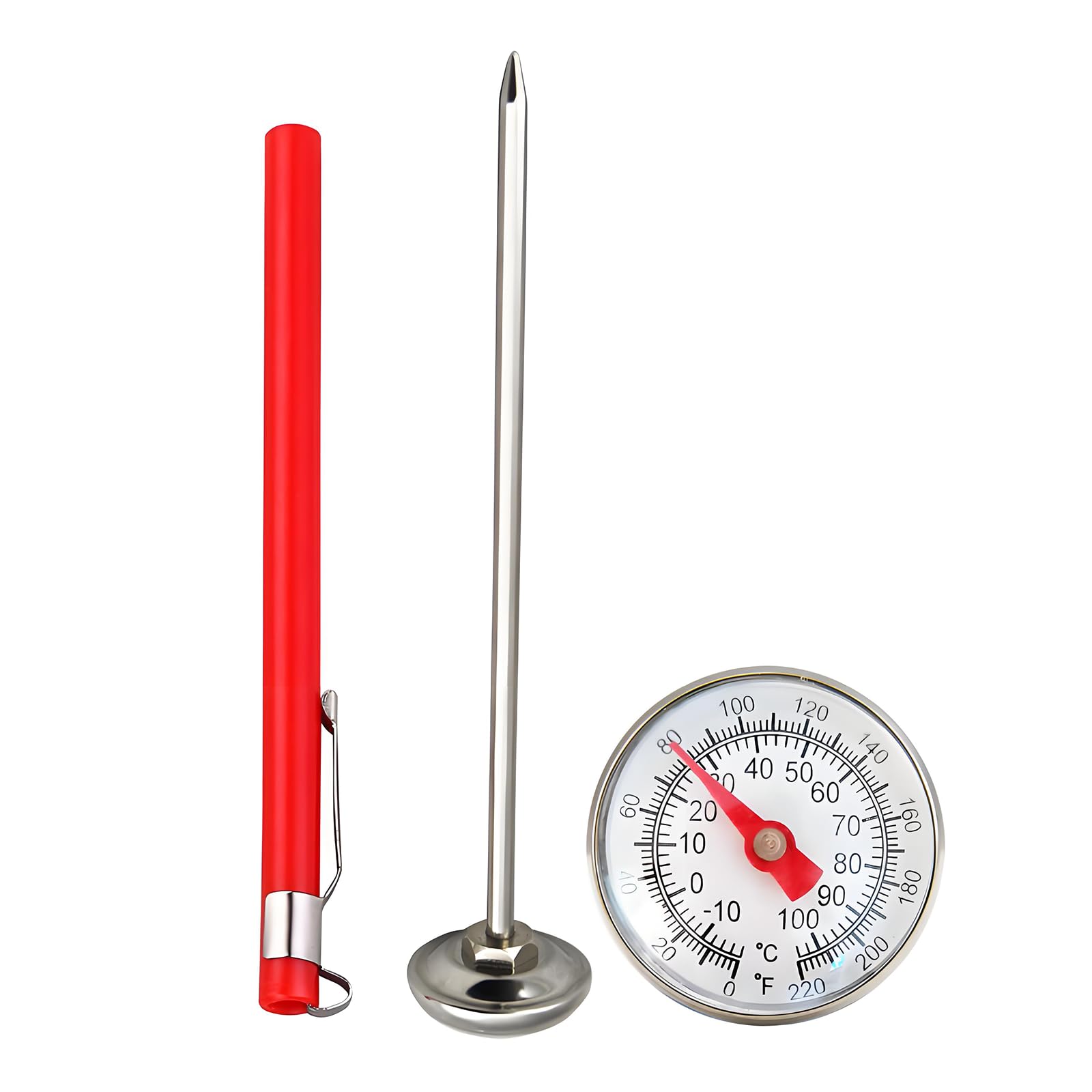 Ausenzup Instant Read Meat Thermometer, Accurate Stainless Steel Kitchen Thermometer, Easy to Clean,No Battery Needed, Instant Reading for Grill, BBQ, Perfect for Meats and Liquids