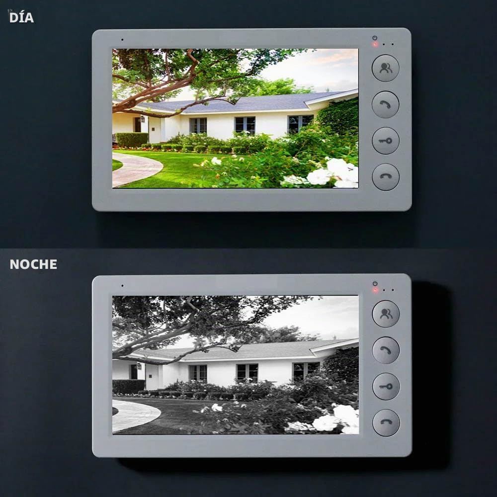 Videoportero con cable para apartamentos,2/3/4/5/6/8/10/12 unidades,Kit de videoportero de 7 pulgadas,Desbloqueo con una sola llave (1 Timbre + 8 Monitor)