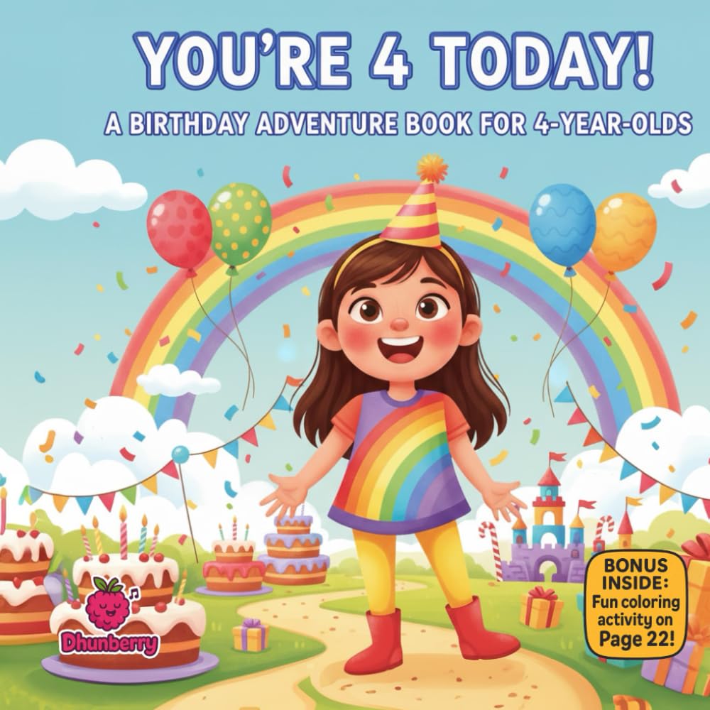 You’re 4 Today! A Birthday Adventure Storybook in Playful Rhymes for 4-Year-Olds: A Fun, Rhyming Birthday Picture Book for Girls