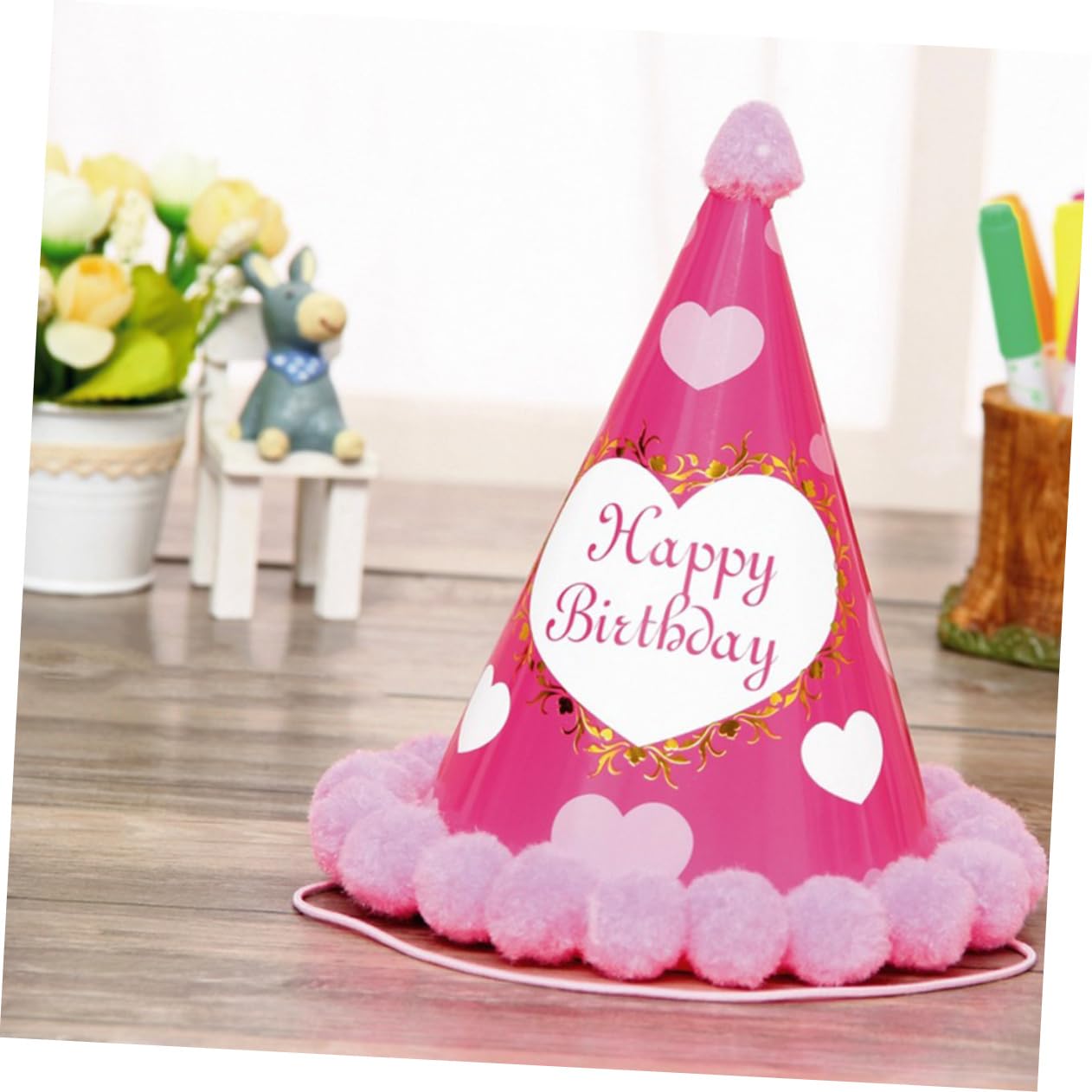Abaodam 12piezas Sombreros De Cumpleaños Para Niño Niña Pompones Para Fiestas Infantiles Decoración Divertida y Original Para Celebraciones
