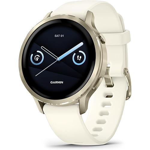 Garmin Venu® 4, 41mm, Advanced Health and Fitness GPS Smartwatch, Bright and Colorful Display, Built-in Flashlight, 10 Days of Battery Life, Lunar Gold with Bone Silicone Band
