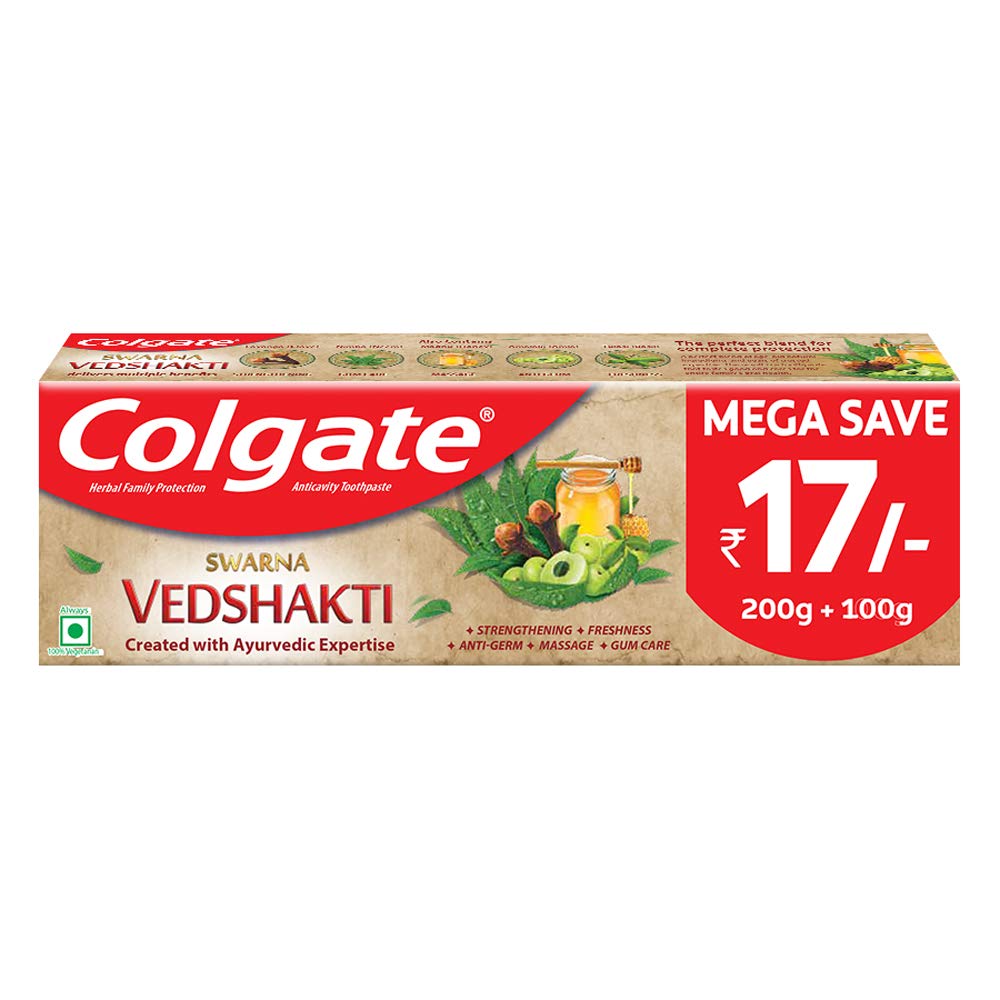 Colgate Swarna Vedshakti Toothpaste - 300Gm - Massage, Freshness, Strengthening