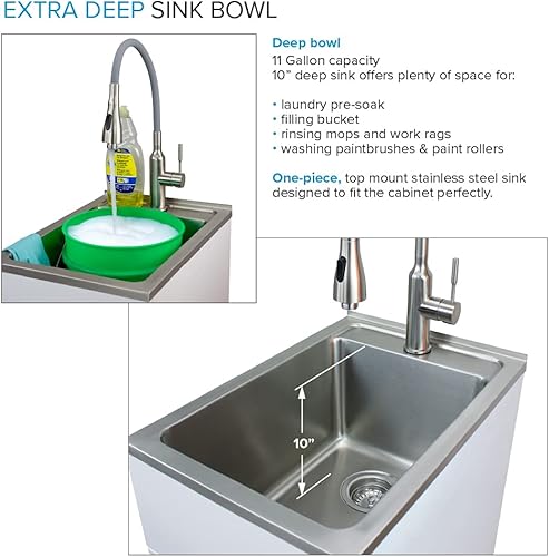 Miniatura 9 de Transolid TC2D-1522-W - Lavabo y gabinete todo en uno de 15.5 pulgadas x 22.4 pulgadas x 34.9 pulgadas de metal en blanco brillante