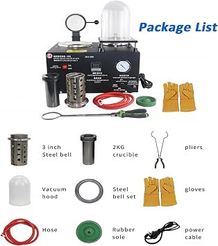 Vacuum Casting Machine 1-3L Gold Melting Furnace 110V Digital Display High Temperature Refining with Graphite Crucible, 1500W 2012F Vacuum Forming Machine for Jewelry Casting Investing Molding
