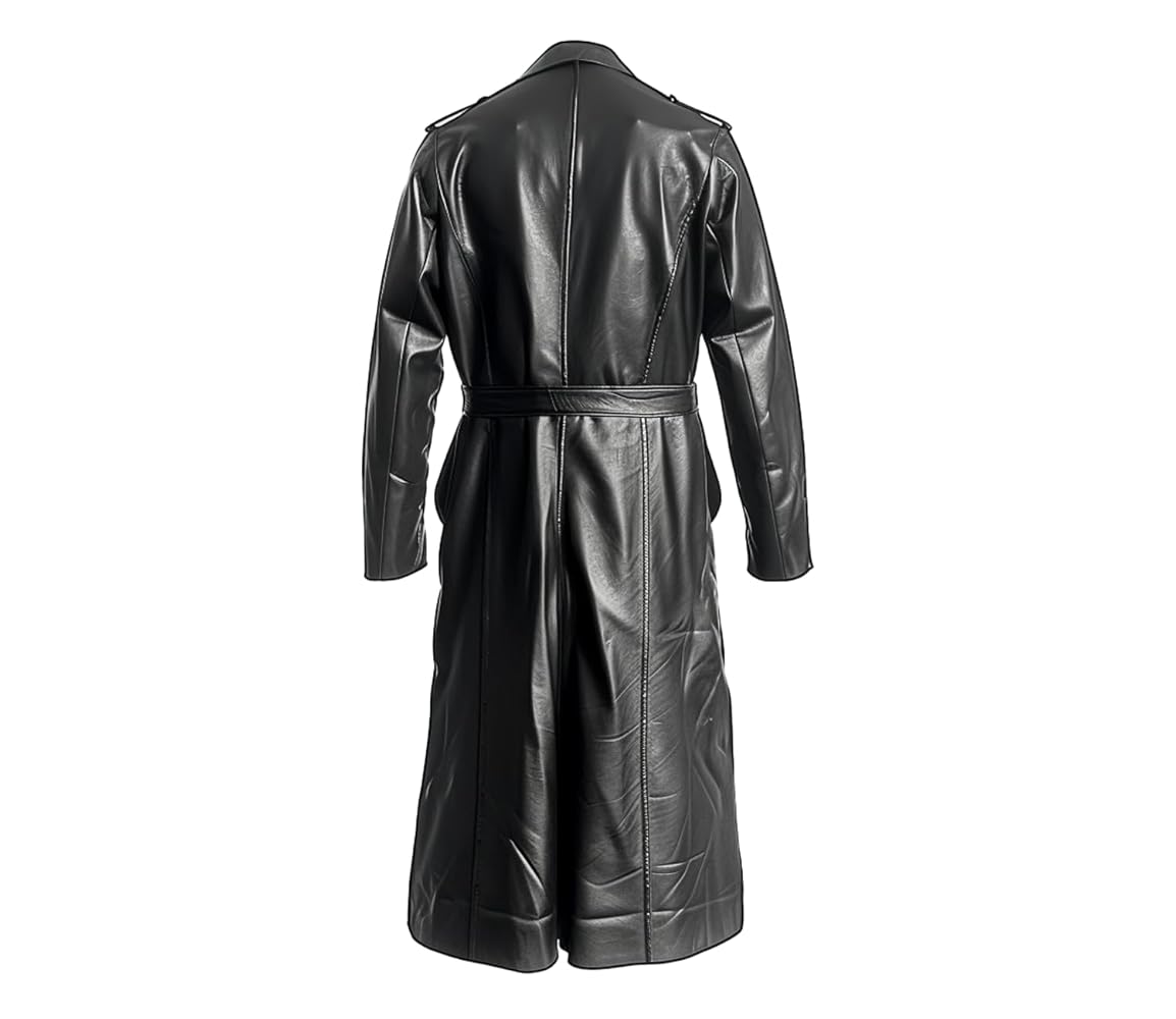 ジャケット・アウター real leather maxi long coat BLACK Women's Genuine Leather Trench Coat Black Lambskin Long