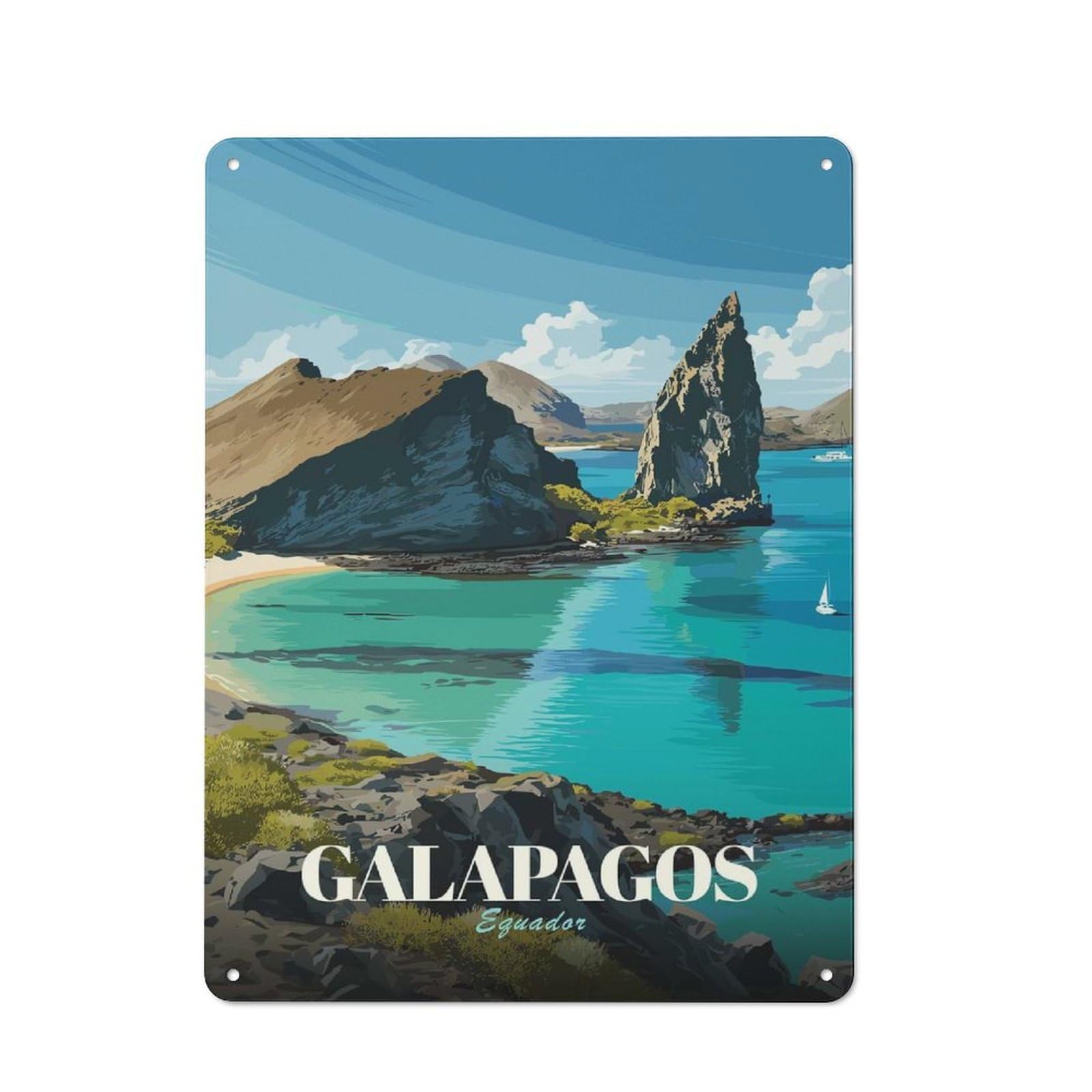 Junmoney Style-18 Metal Wall Sign 40X30cm Featuring Galapagos Islands, Ecuador Travel For Hallway Wall, For Vintage Wall Decor Fans, For Cafés, Pubs And Restaurants