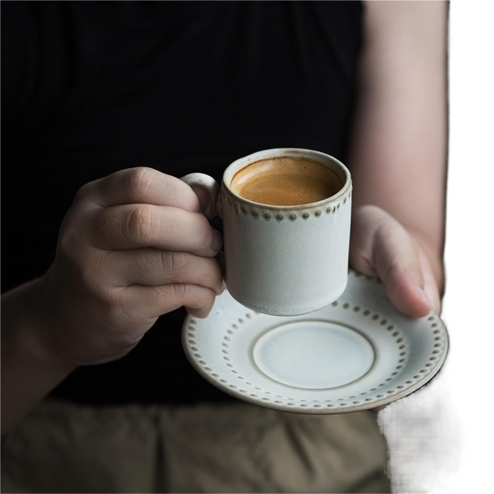 Set aus Keramik-Espressotassen und Untertassen, mehrfarbig, 75 ml(Green)