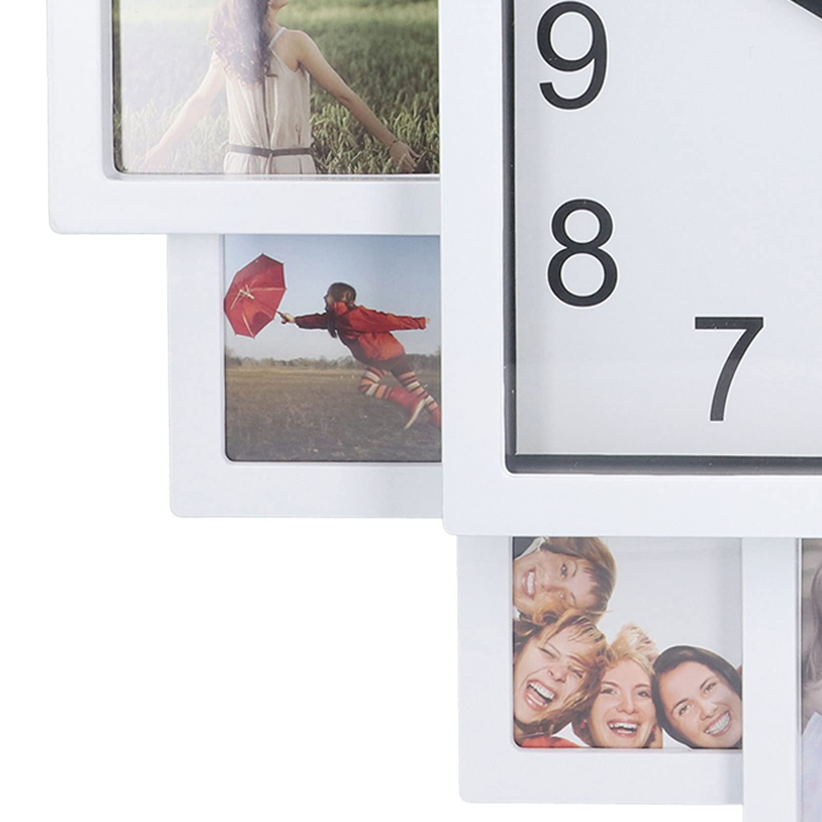 Naroote Reloj de Pared con Marco de Fotos Blanco con Múltiples Fotos para Decoración del Hogar, Reloj Personalizado Sala de Estar, Dormitorio, Sala de Estudio, Oficina, Material