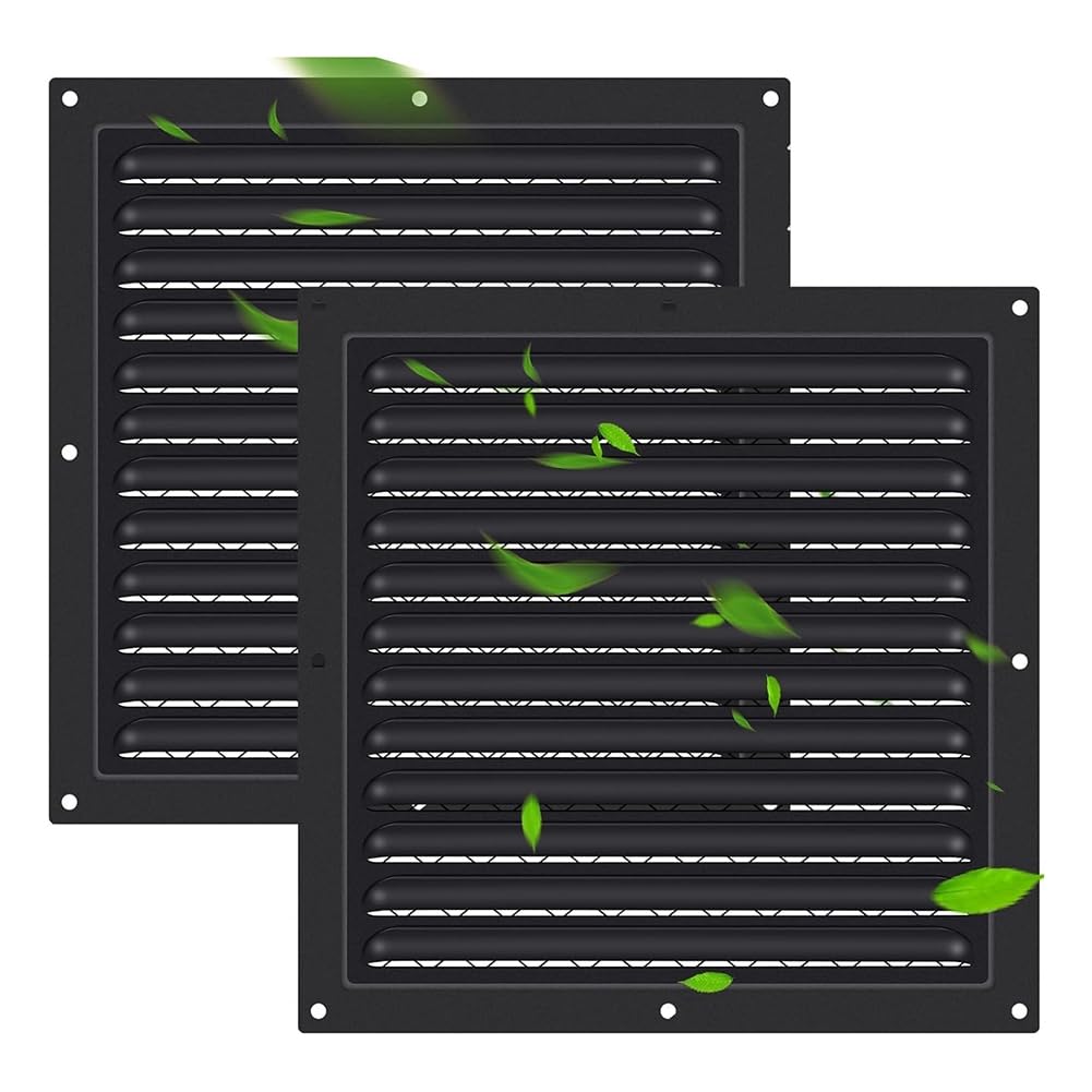 Htuteyy Black 2 Pcs Attic Vent Grille Gable Vents With Screen Mesh Boost Ventilation And Guard Against Moisture For Indoor Outdoor Garage Attic Ceiling