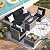 VONZOY 7 Piece Patio Furniture Set with Fire Pit Table, Outdoor Sectional Conversation Sets Wicker Rattan Sectional Sofa with Coffee Table for Patio Garden Backyard, 4'' Thickened Cushion Black