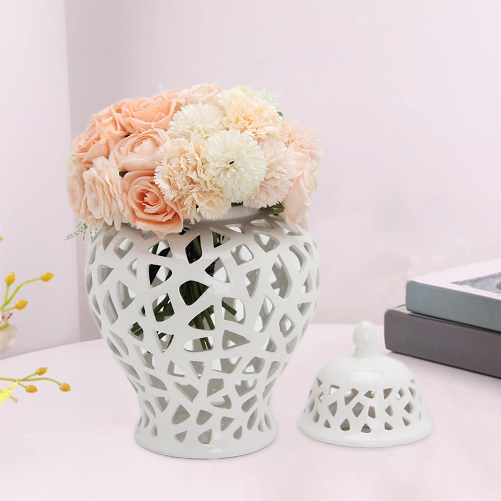 perfk Vaso da 28 cm, smaltato Creativo, Decorazione Artigianale, Vaso in Ceramica per Composizione da