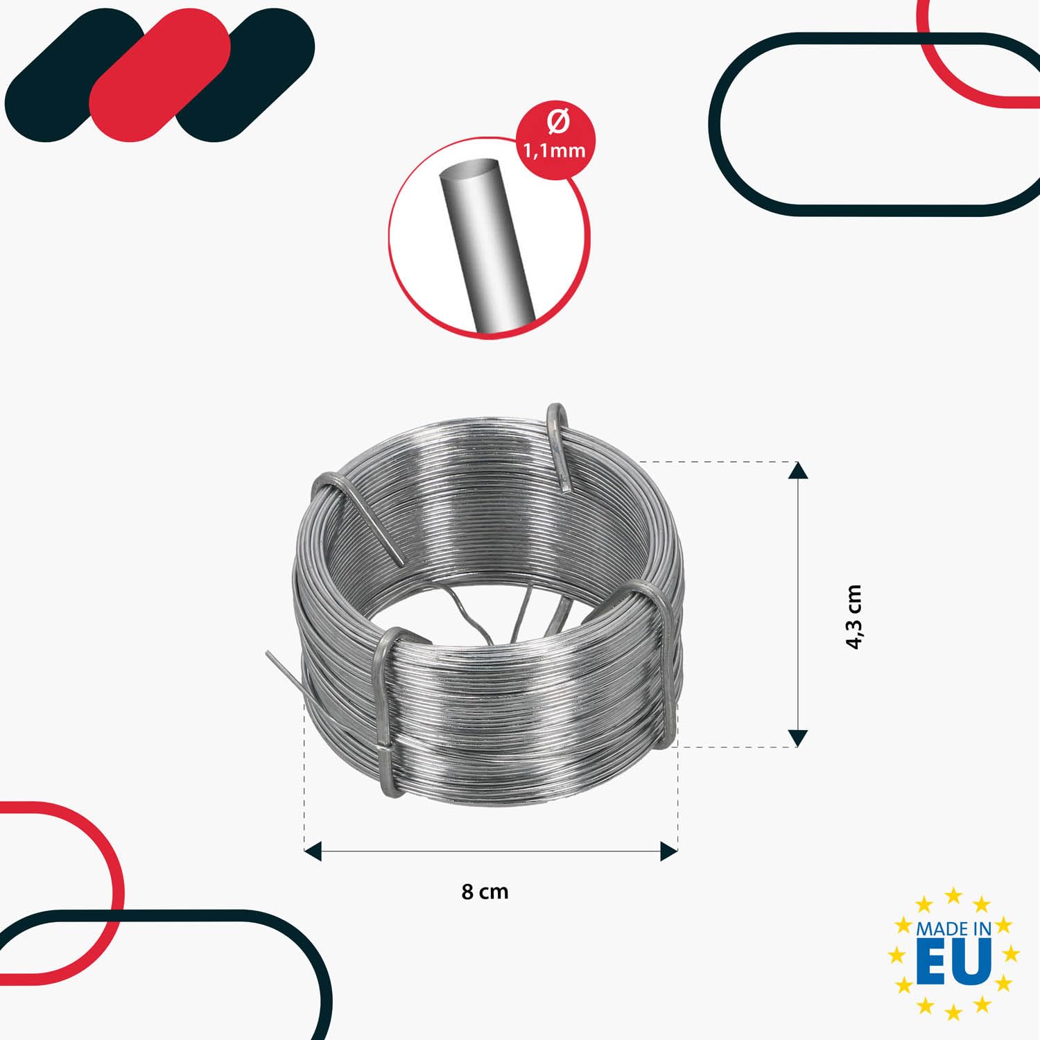 KOTARBAU® Drut ogrodowy o średnicy 1,1 mm, długość 50 m, z PCW, drut łączący srebrny, do kwiatów, roślin, DIY, zwijany
