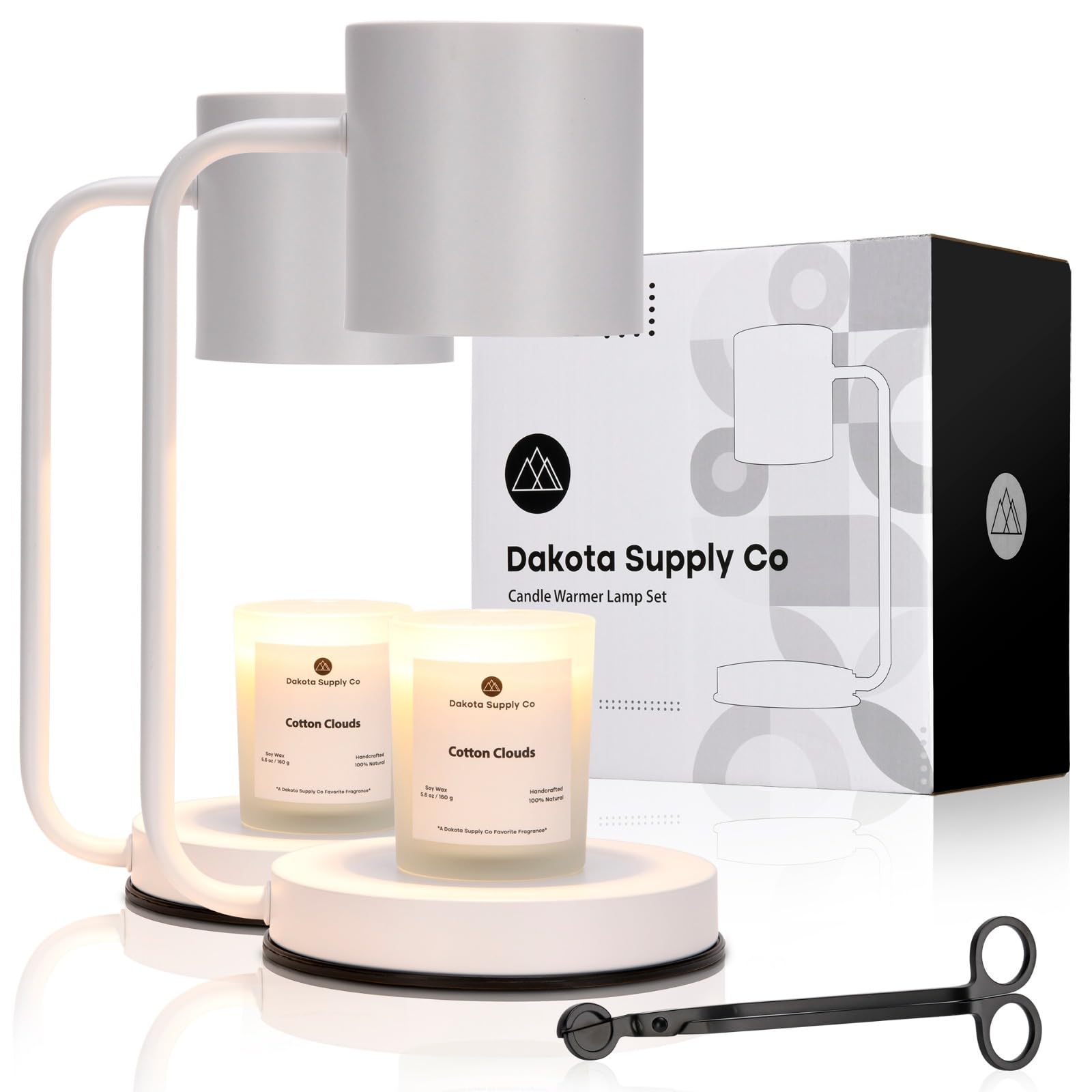 Candle Warmer Lamp Set- Two Stylish Candle Lamps with Cotton Clouds- Favorite Fragrance Candle Holders for Bedroom Decor - Candle Lamp Warmer with 4 Light Bulbs - (White)