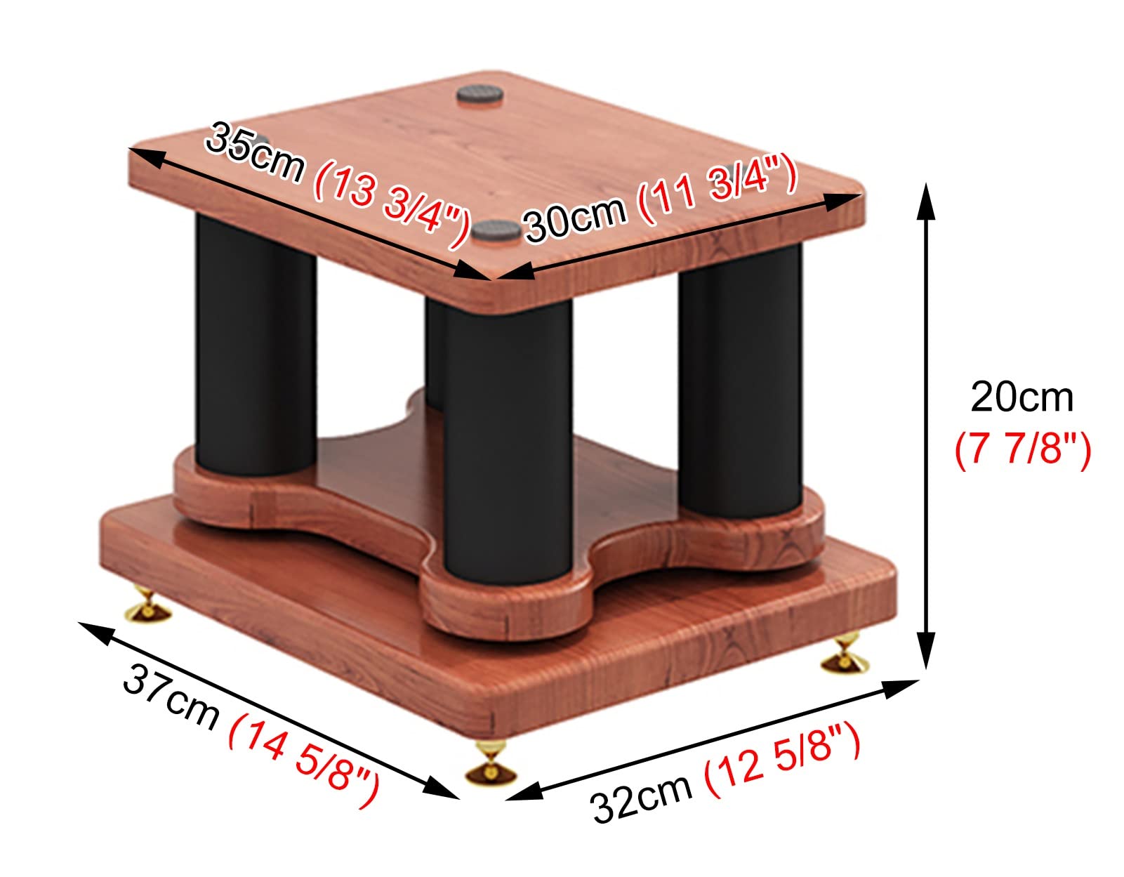 Mobile Stereo Hi Fi Rack Supporti per Altoparlanti Extra Alti - 20 Cm/ 30 Cm/ 40 Cm/ 50 Cm/ 60 Cm/ 70 Cm/ 80 Cm, Rack per Altoparlanti da Scaffale per Libri con Suono Surround Stabile Universale(20cm
