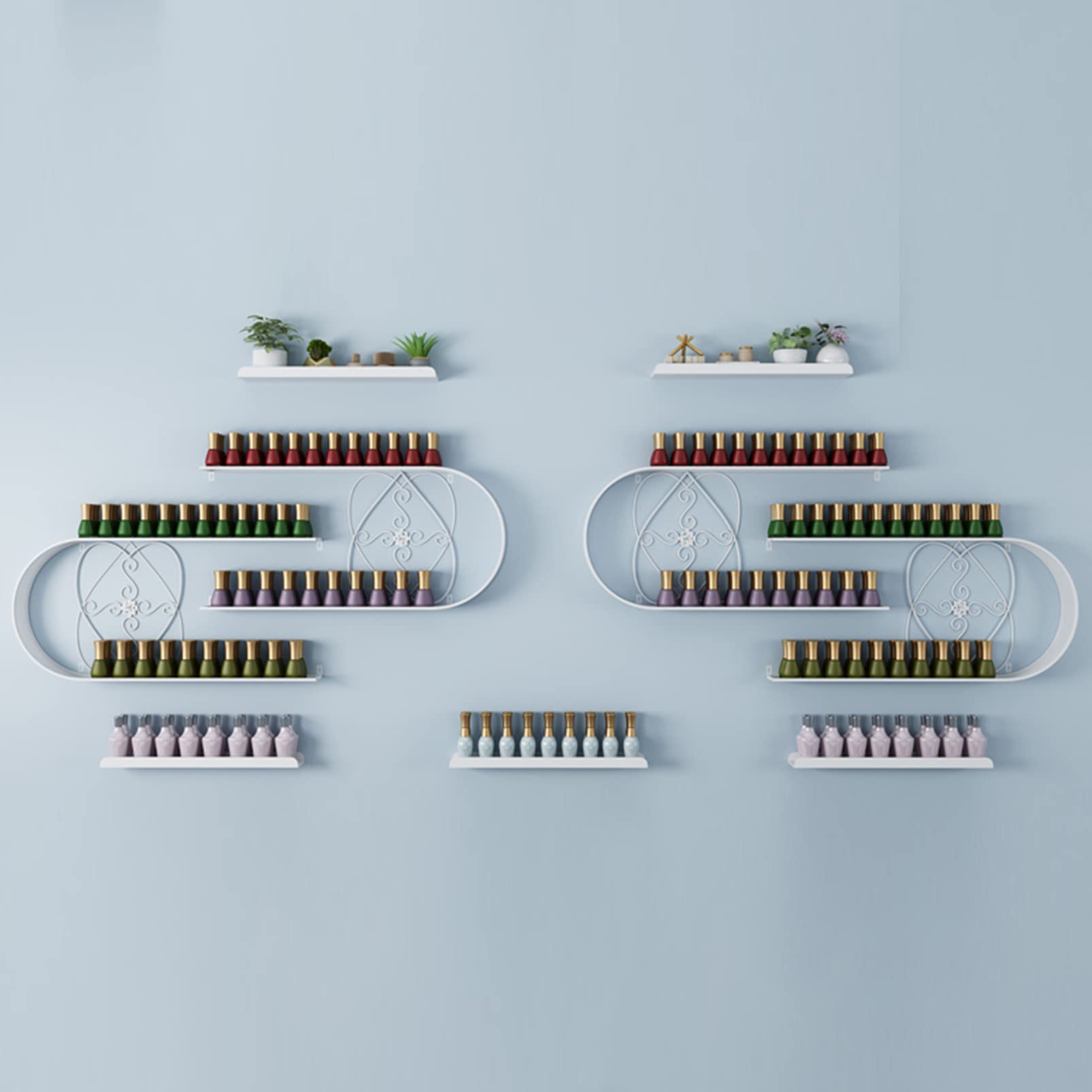Nail Polish Racks Essential Oils Organizer Salon Beauty Nail Shop Wall Mounted Metal Shelf Multifunctional U-Shaped Rack Nail