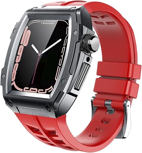 Watchium For Apple Watch Luxury Modification Kit Band Case 44mm 45mm RM Metal Rubber Strap Accessories for iWatch Band Series 7 6 SE 5 4