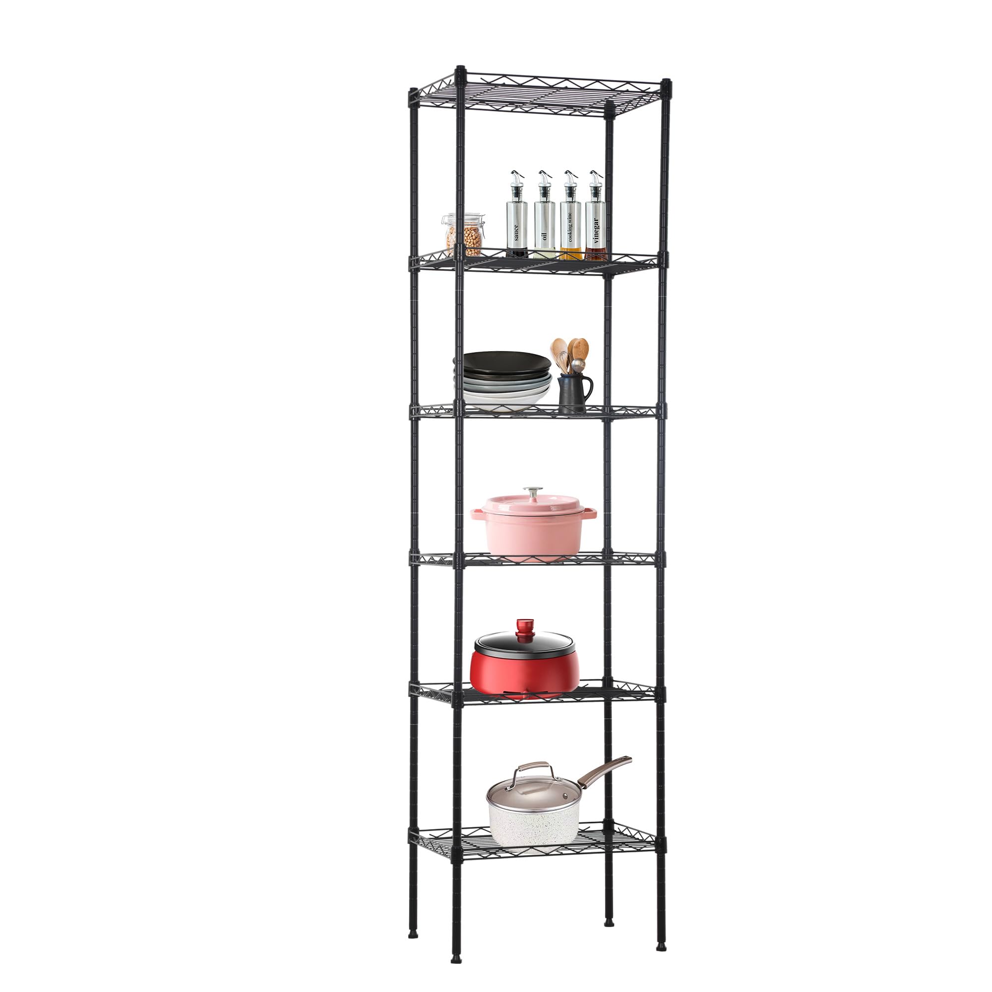 BestOffice | 6-Tier Wire Shelf | 17" x 12" x 64" | Black