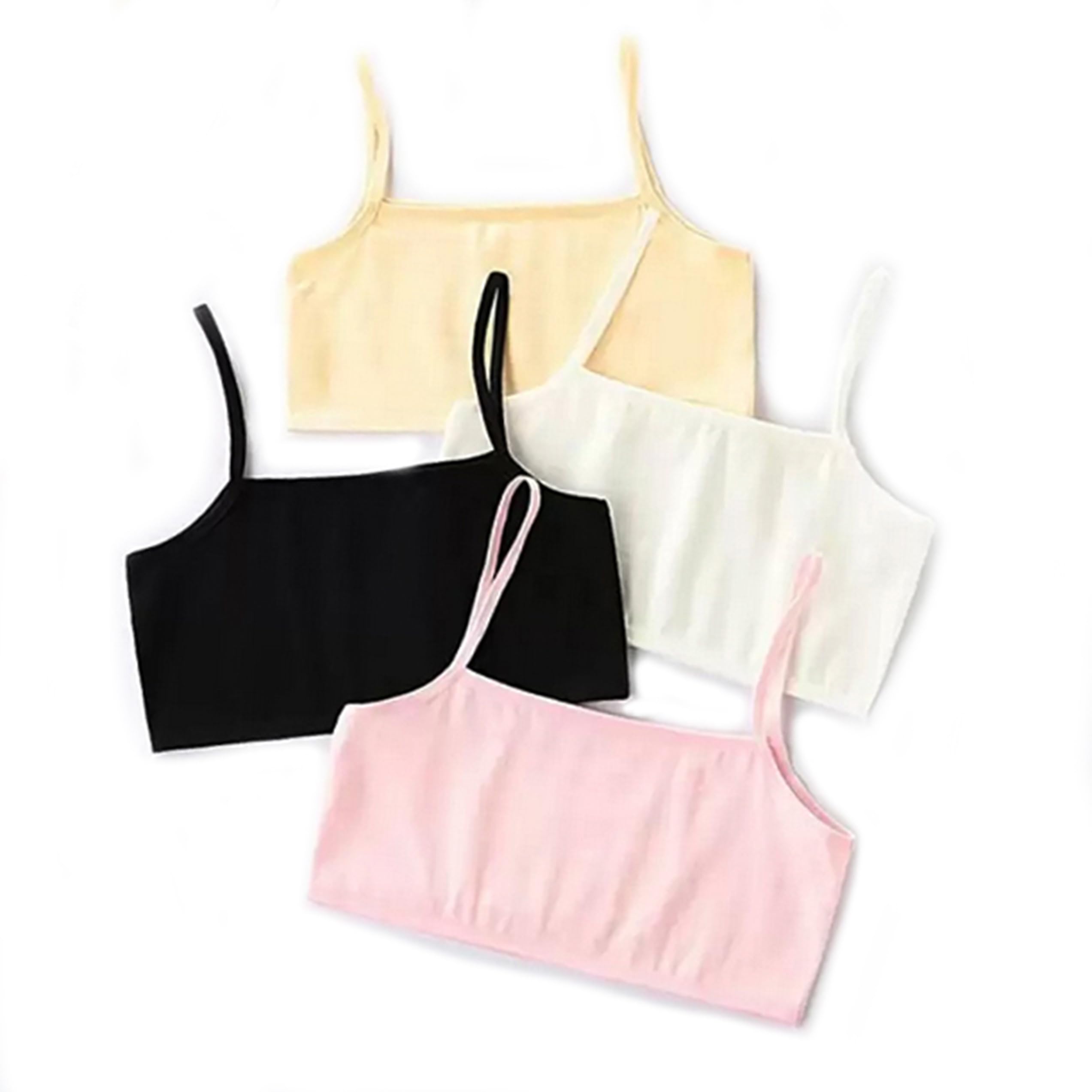 BRAAFEEPack of 4 Girls Comfort Training/Beginners Non-Padded Teenager Full Coverage Cotton Bra (Multi-Colour)