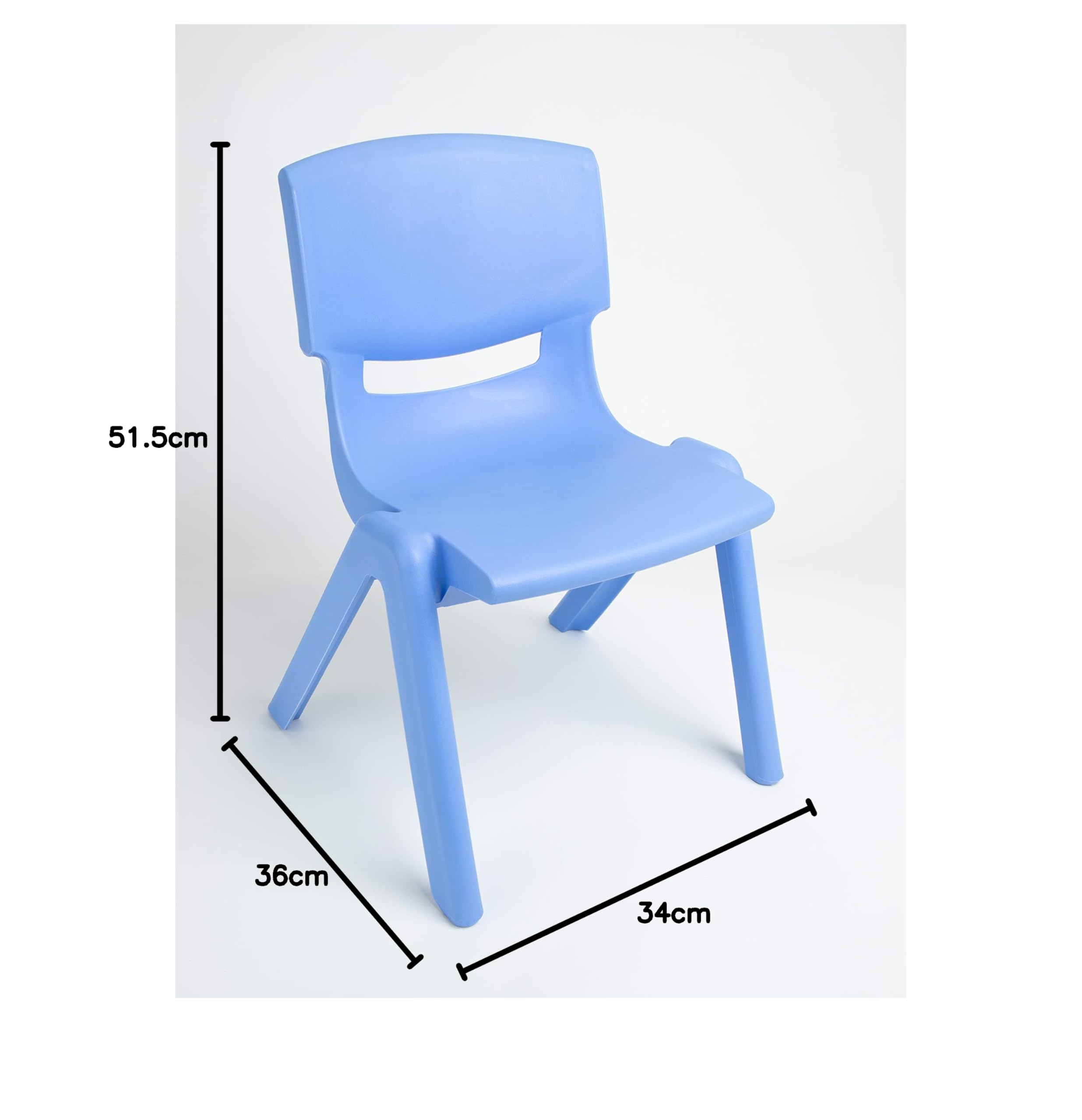 Bieco 04000003 krzesło dziecięce z tworzywa sztucznego można układać w stos, ok. 53 x 33 x 28 cm, niebieskie