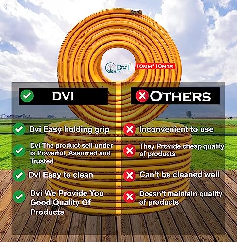 Image of DVI 10MM 5 Layered Heavy Duty High pressure hose pipe for bike /car wash, gases, pesticides spray, water delivery, household cleaning (DVI (10MM) 10 MTR HOSE PIPE)