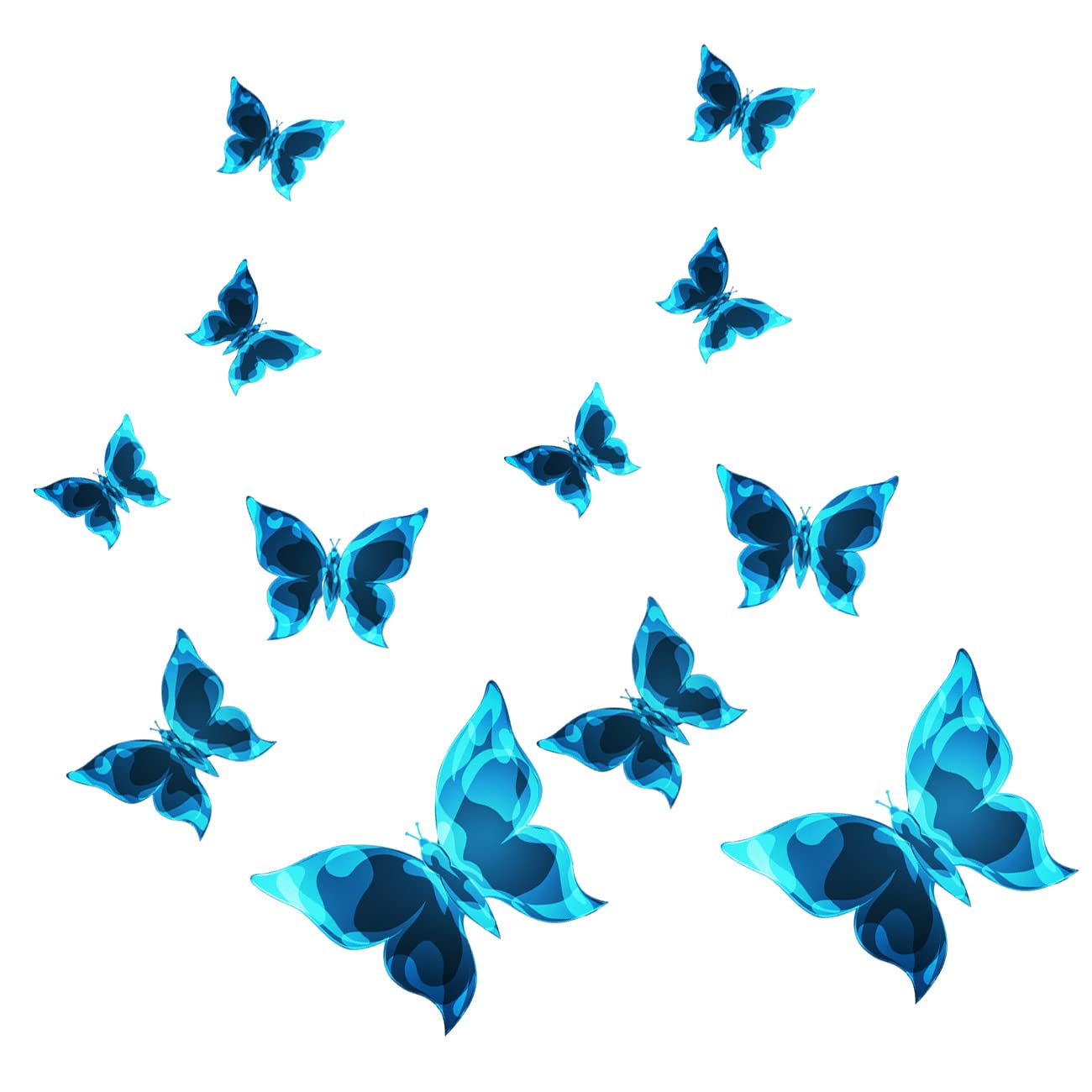 Quanhaigou24pcs Glow Butterfly Wall Decals Blue Luminous Butterfly Glow in The Dark Wall Stickers DIY Decor for Kid Girl Bedroom Bathroom Decorations (Blue Butterfly)
