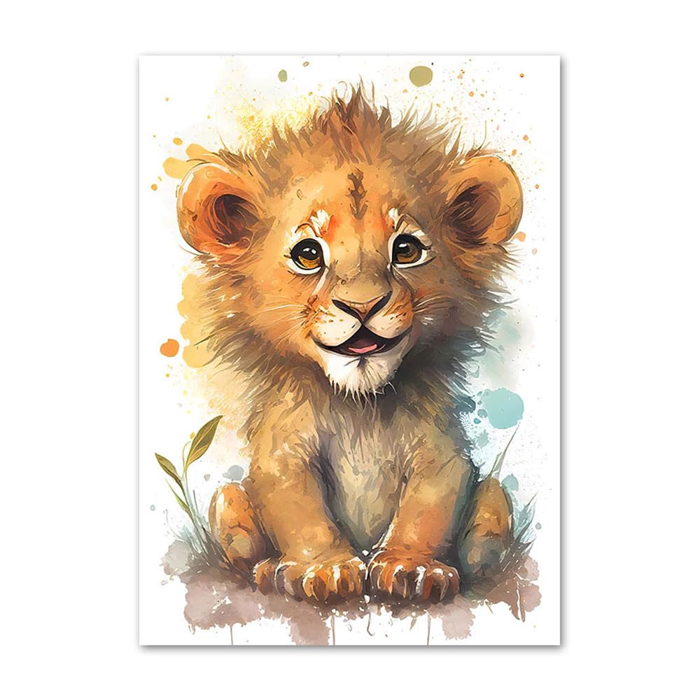 3 Affiches Animaux Jungle Tableau Savane Bebe Garcon Decoration Chambre Enfant Lion Girafe Poster Chambre Enfant Foret 30x40 Toile Boho Affiche Animaux Chambre Bébé Garcon sans Cadre (BYCH074-30x40)